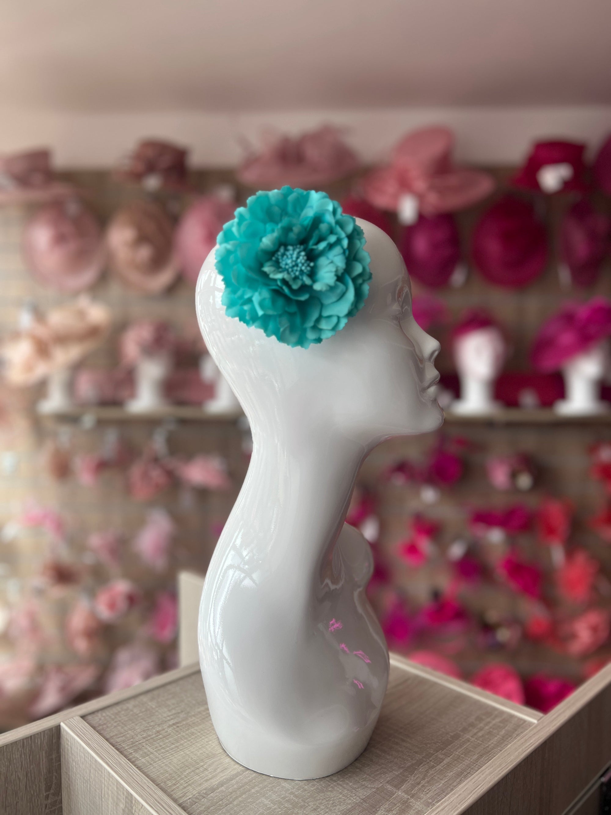 Turquoise Hair Flower Fascinator Clip-Fascinators Direct