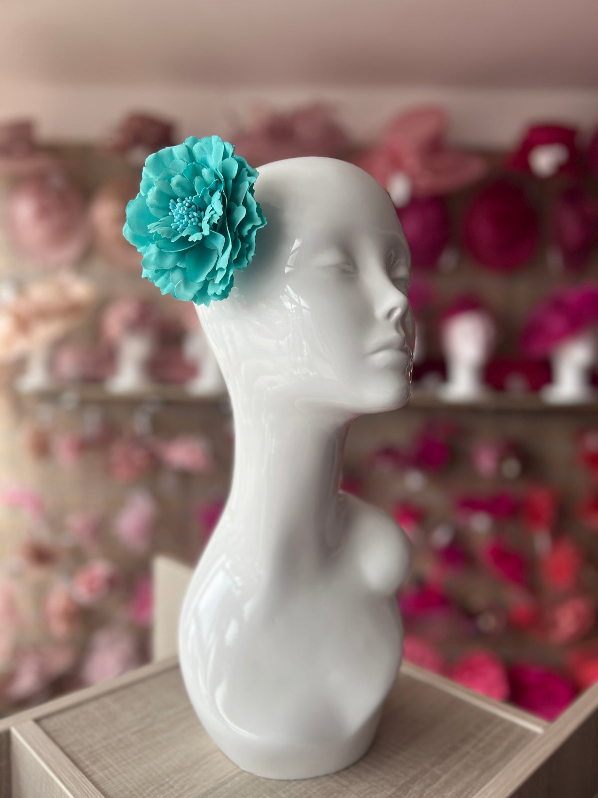 Turquoise Hair Flower Fascinator Clip-Fascinators Direct