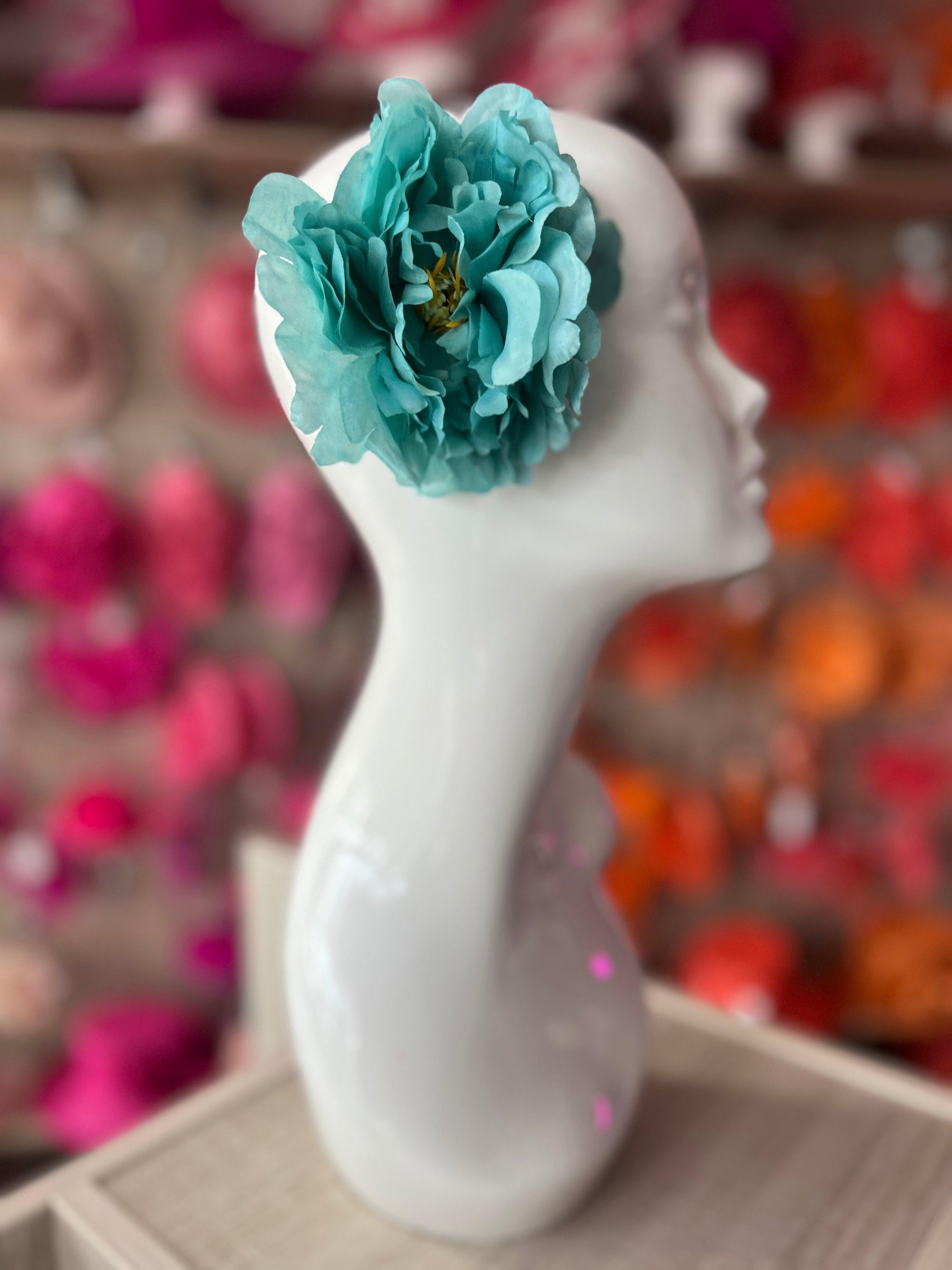 Turquoise Peony Hair flower-Fascinators Direct