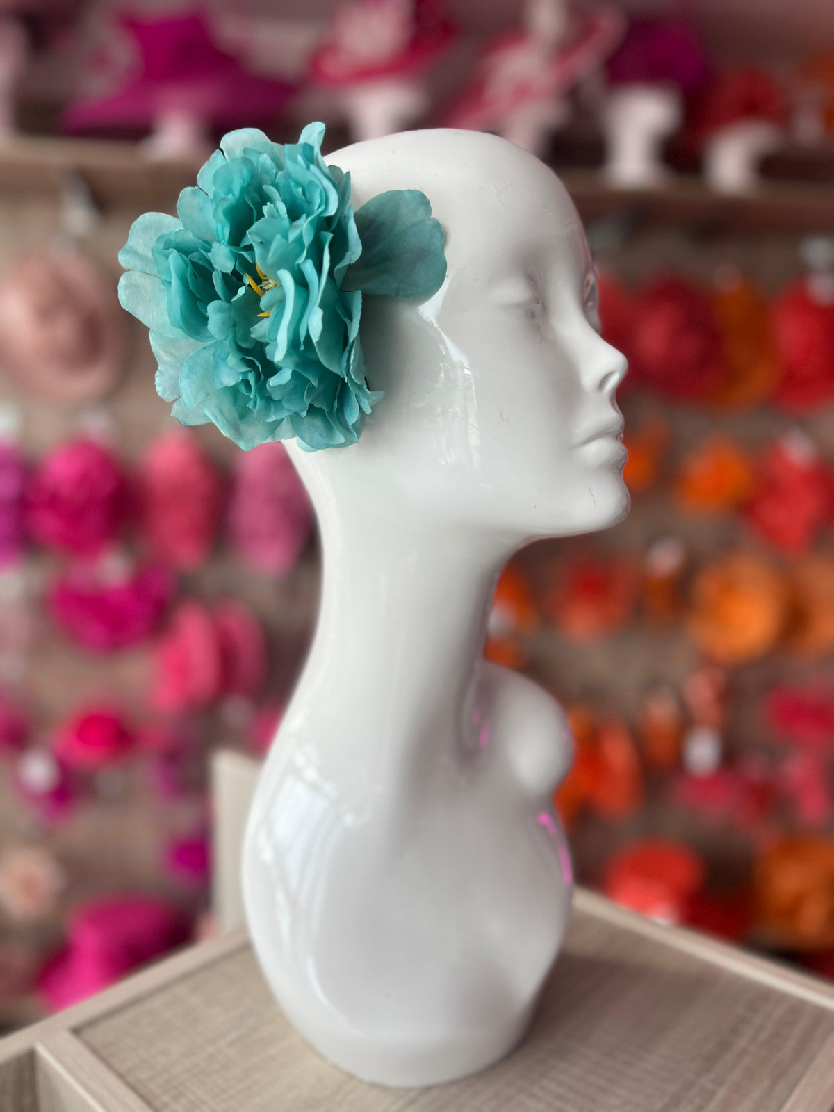 Turquoise Peony Hair flower-Fascinators Direct
