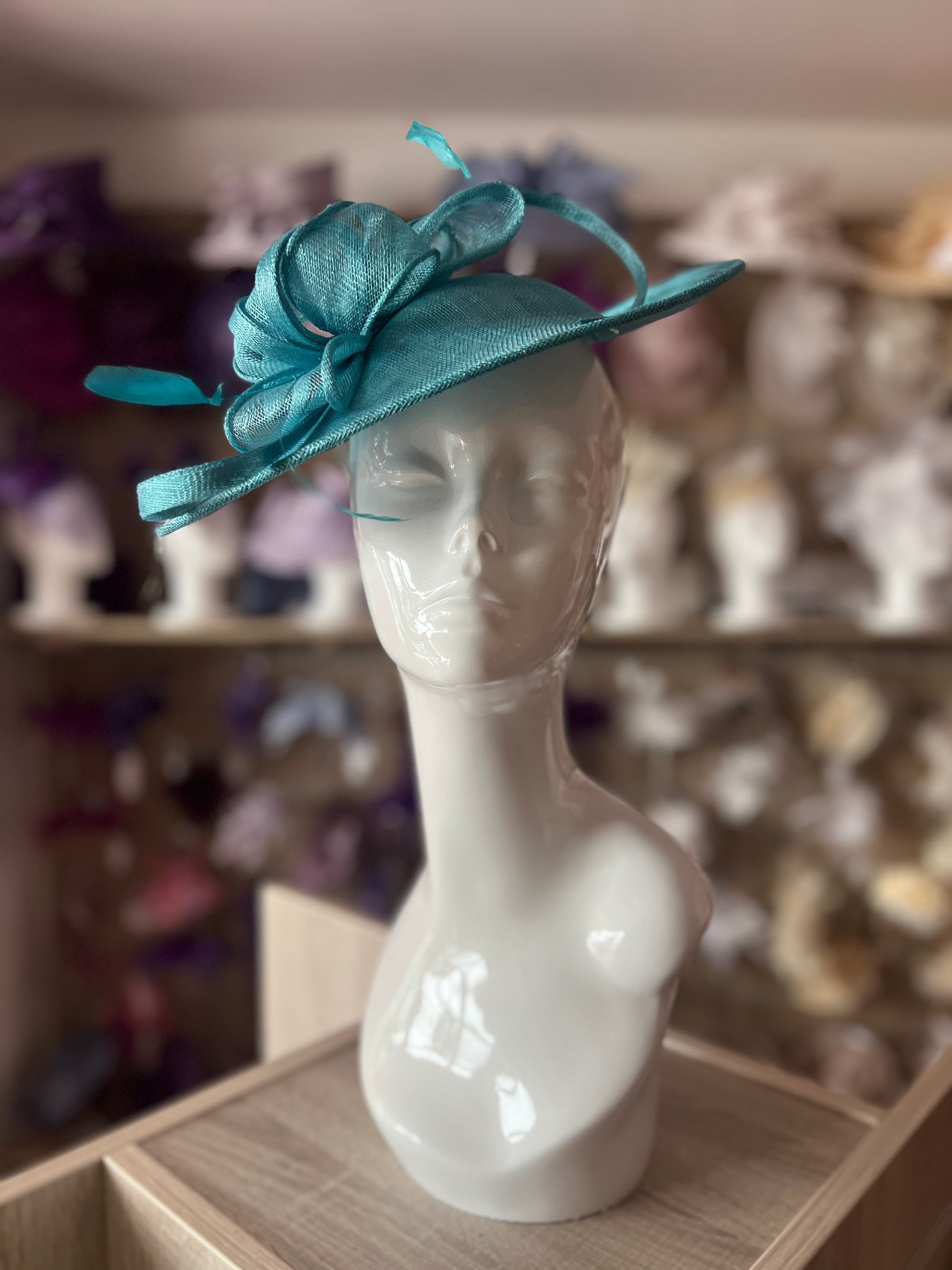 Turquoise Teardrop Disc Fascinator-Fascinators Direct