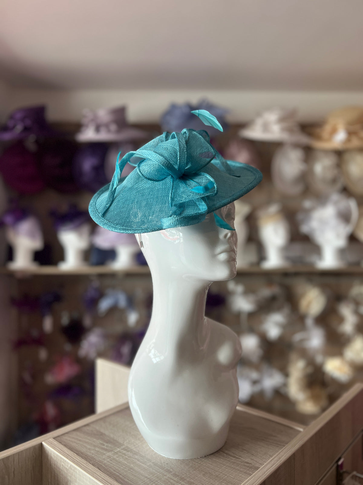 Online Teal Floral Fascinator Ref;AW21