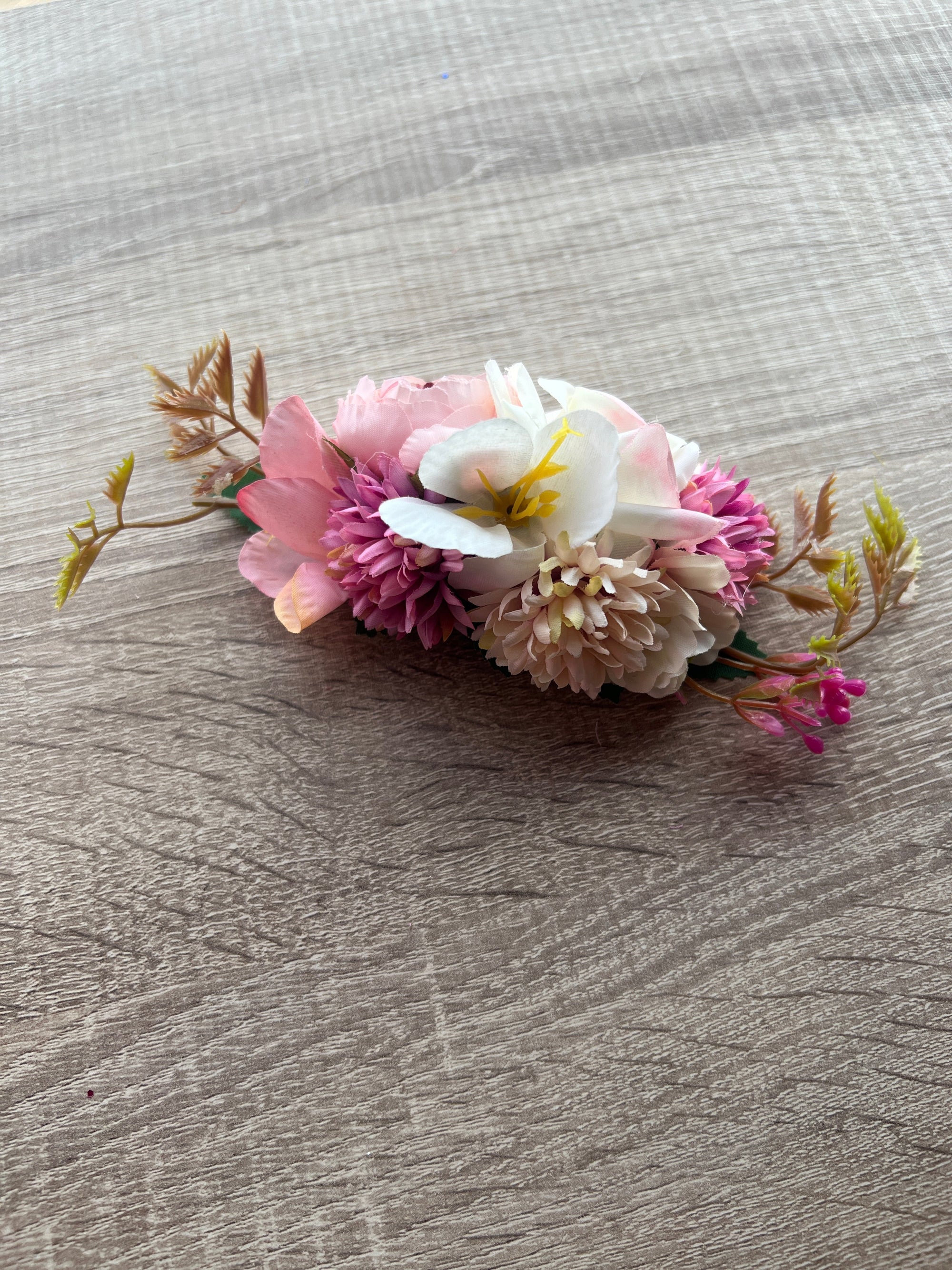 VINTAGE FLORAL HAIR COMB CREAM IVORY PINK-Fascinators Direct