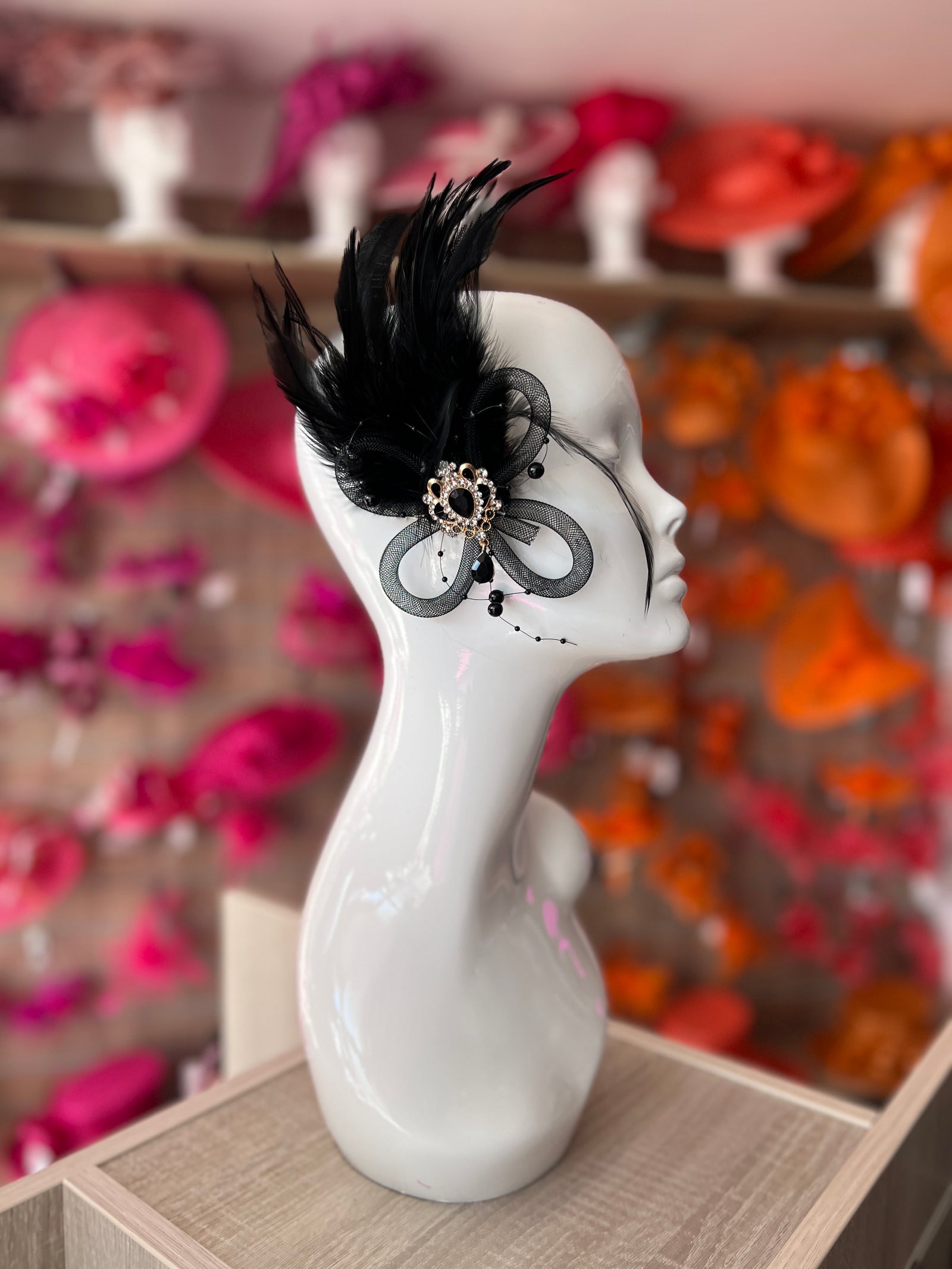 Vintage 1920s Flapper Hair Clip -Black-Fascinators Direct