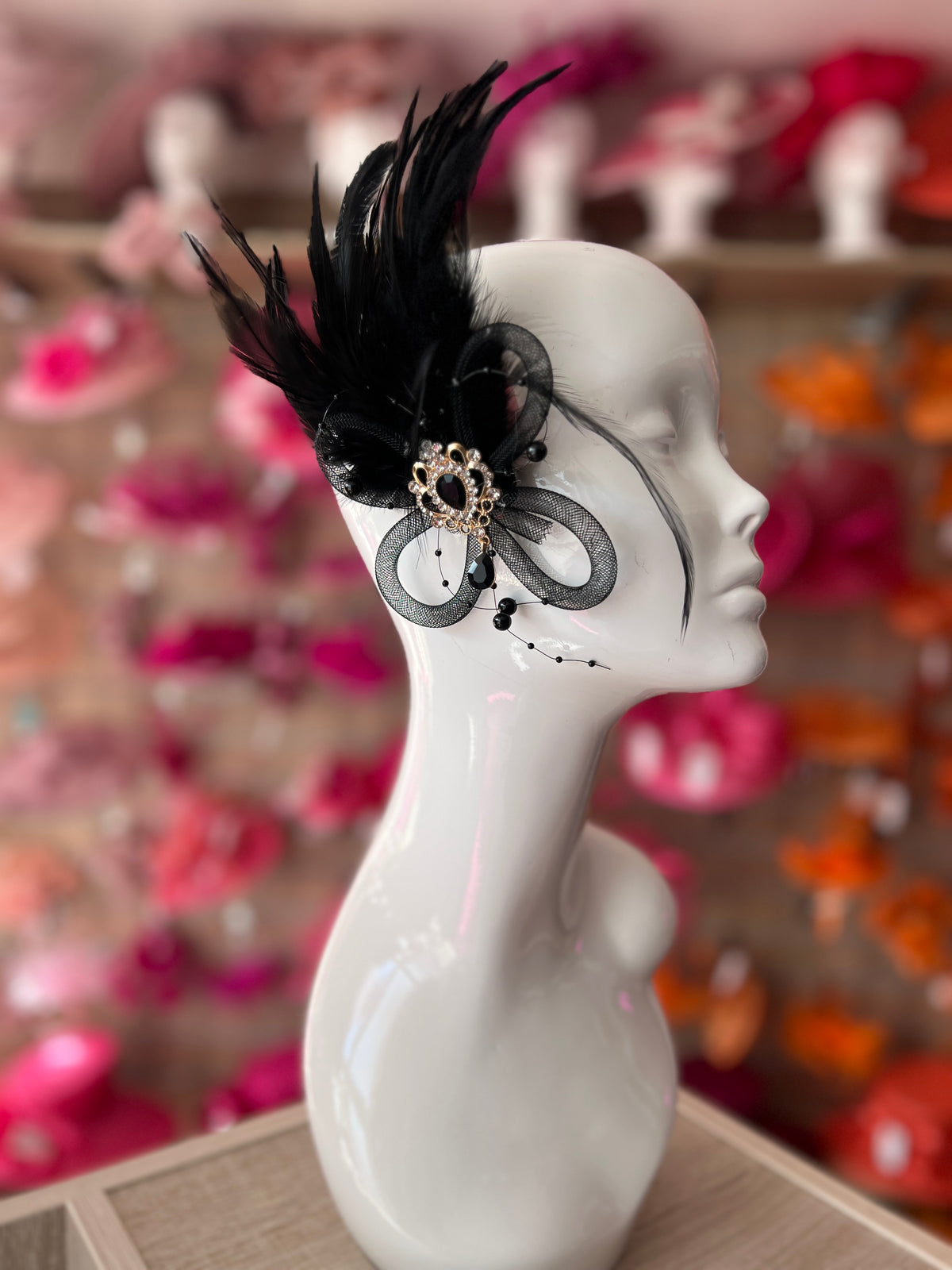 Vintage 1920s Flapper Hair Clip -Black-Fascinators Direct