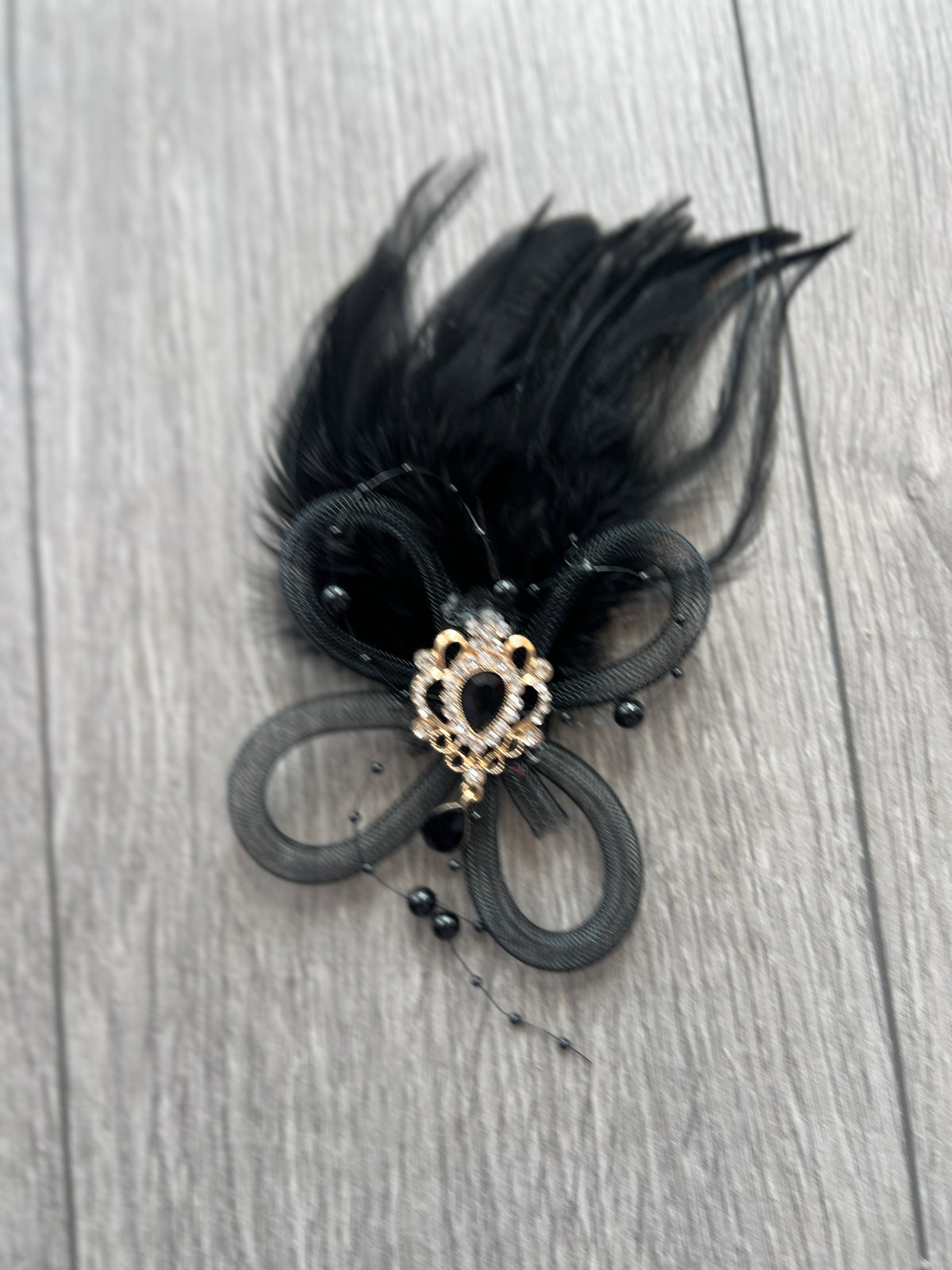 Vintage 1920s Flapper Hair Clip -Black-Fascinators Direct