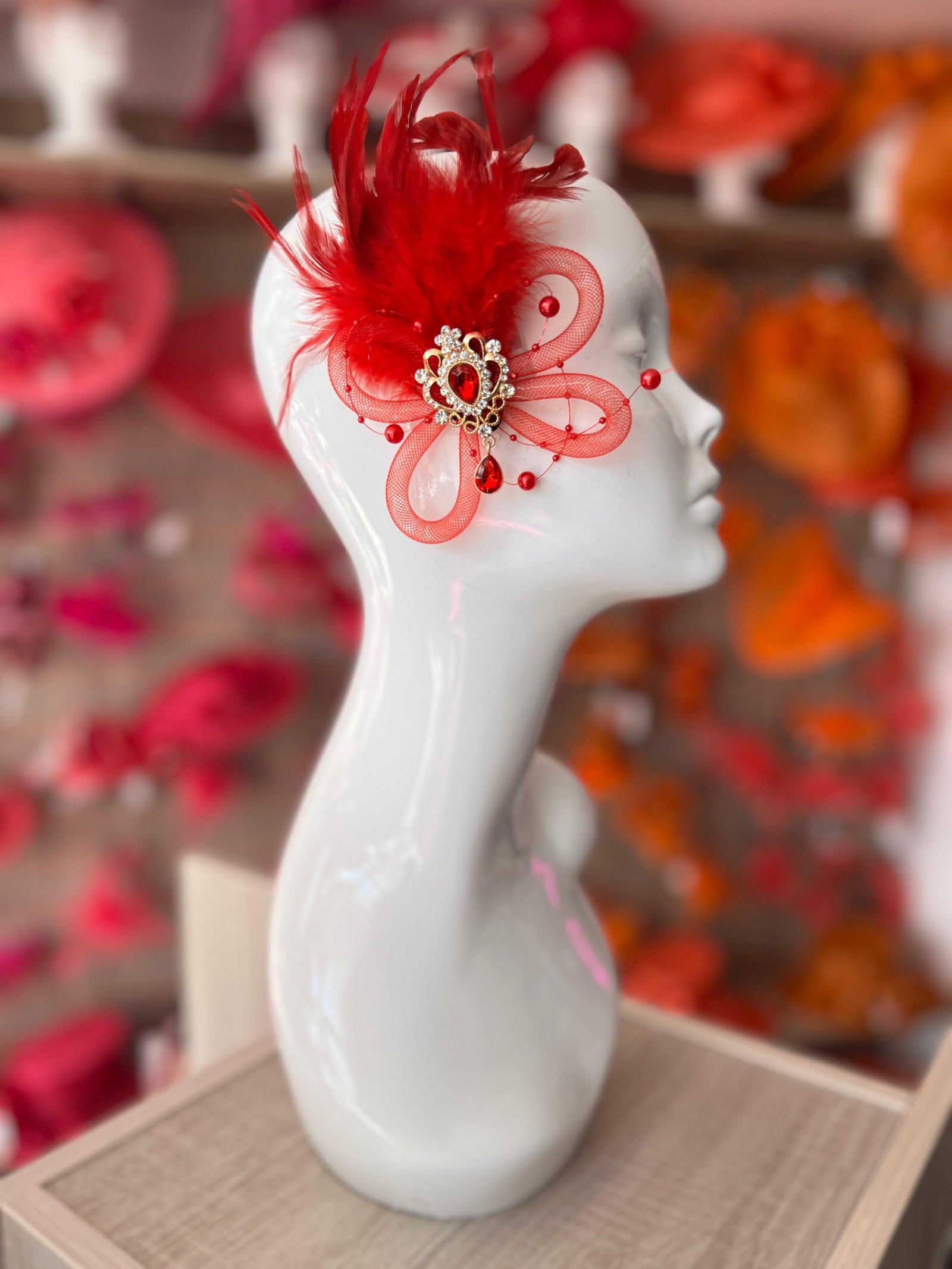Vintage 1920s Flapper Hair Clip - Red-Fascinators Direct