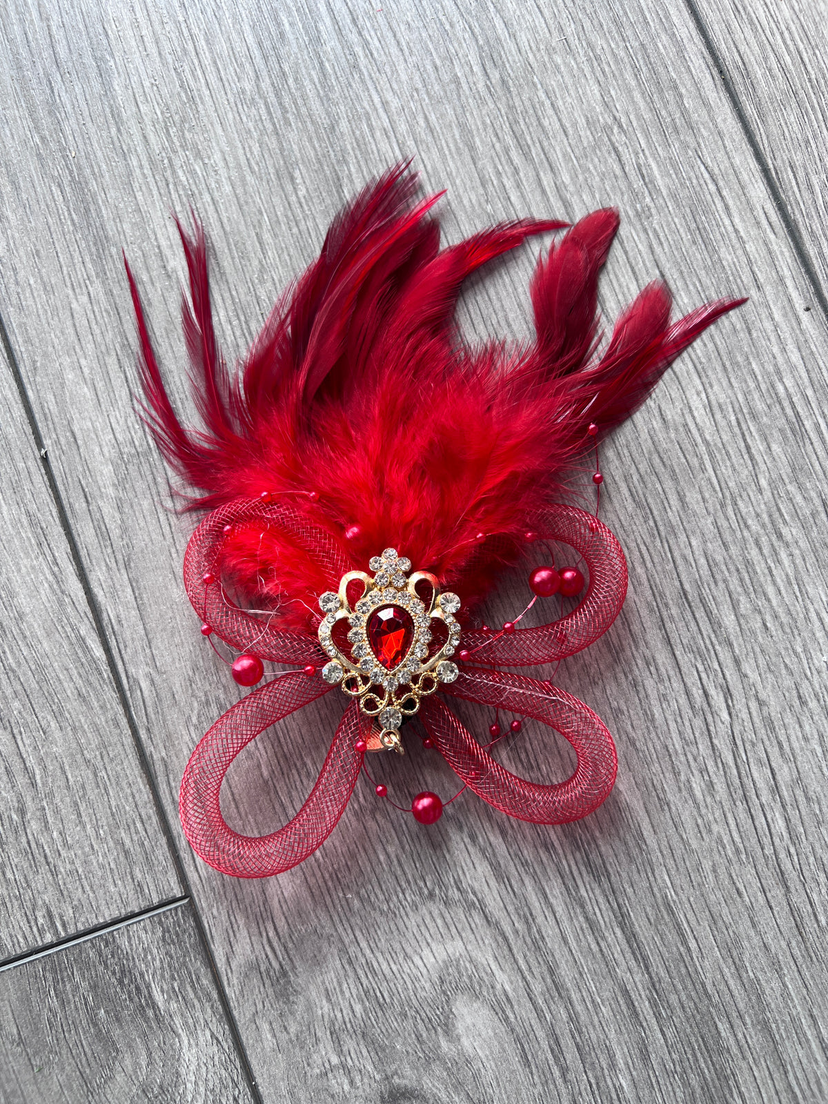 Vintage 1920s Flapper Hair Clip - Red-Fascinators Direct