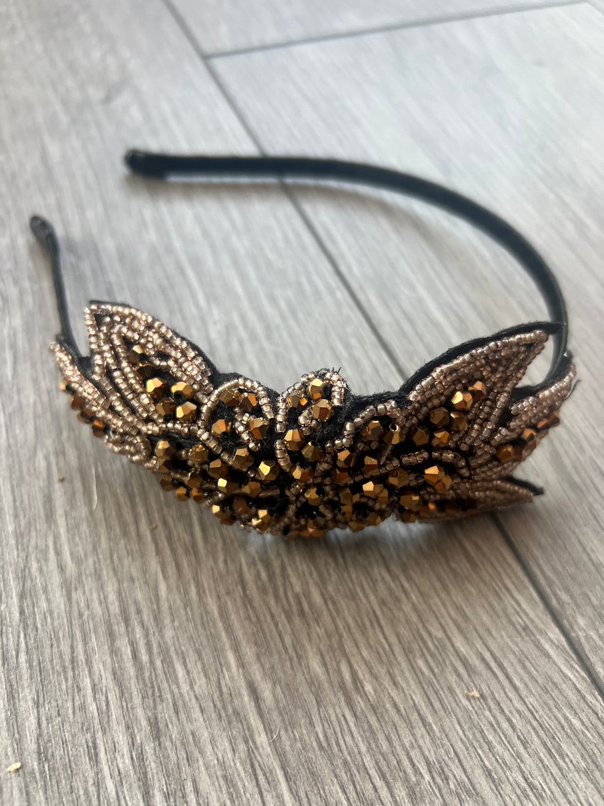 Vintage 1920's Gold Leaf Beaded Headband-Fascinators Direct