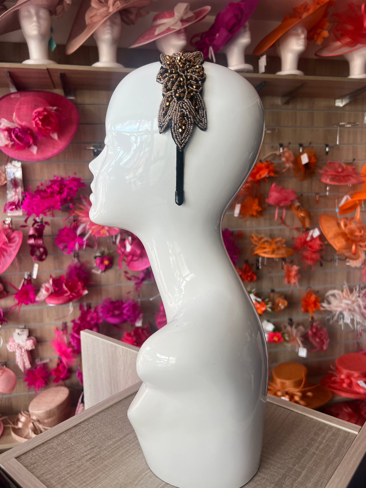 Vintage 1920's Gold Leaf Beaded Headband-Fascinators Direct