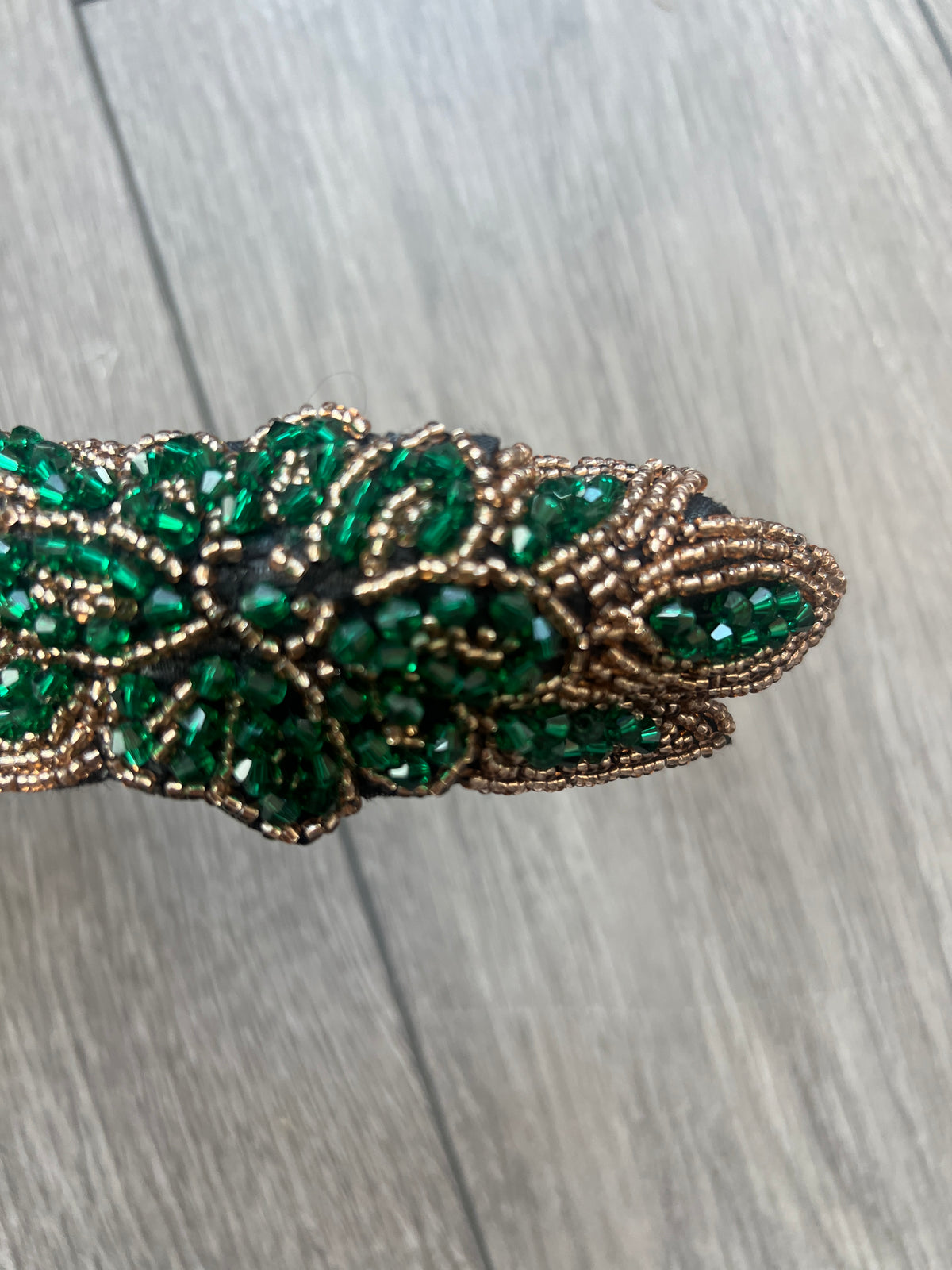 Vintage 1920's Green Leaf Beaded Headband-Fascinators Direct