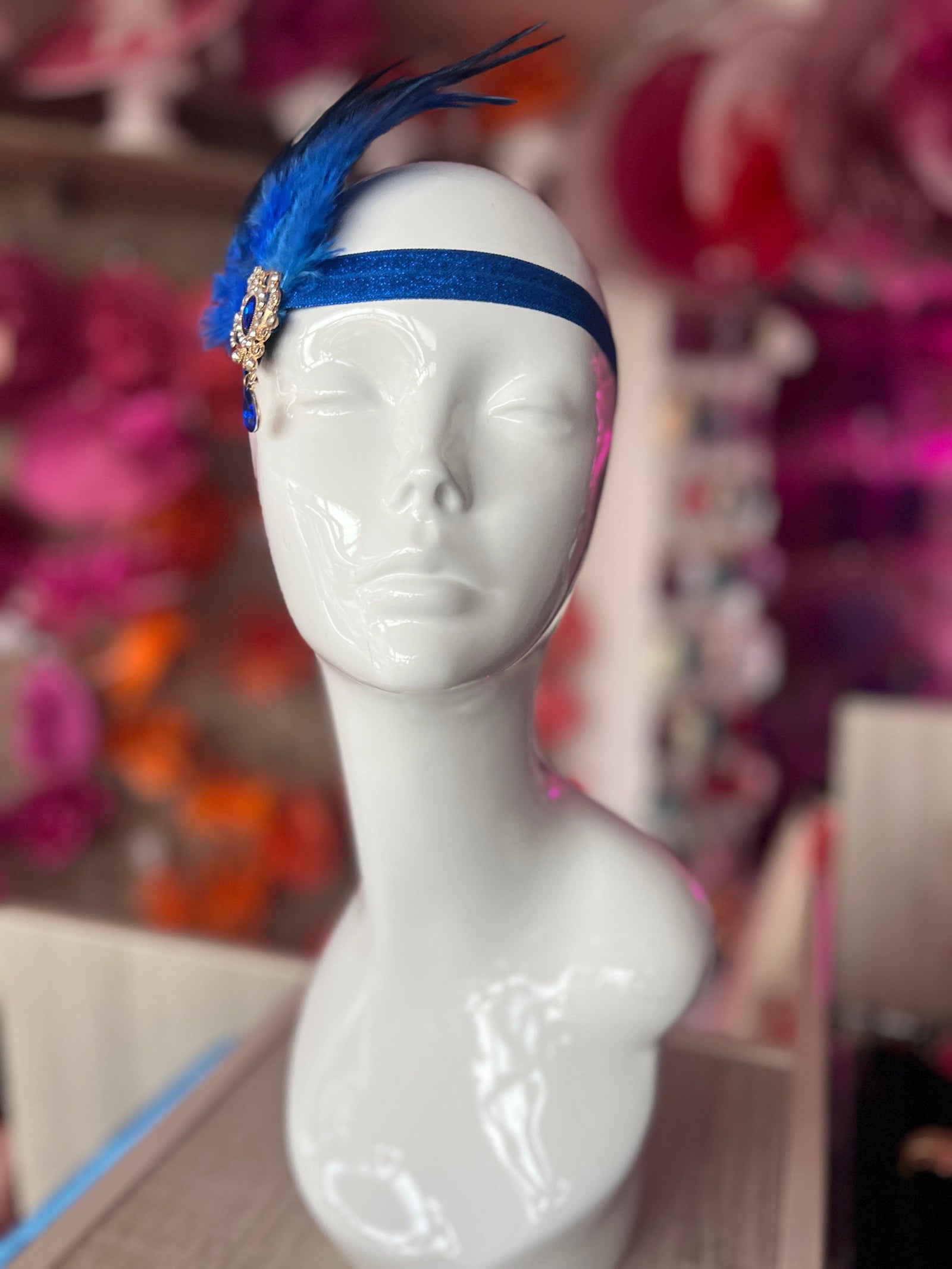 Vintage 1920s Headband Flapper Headpiece - Cobalt Blue-Fascinators Direct