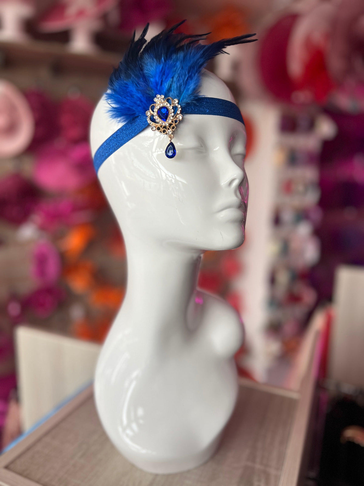 Vintage 1920s Headband Flapper Headpiece - Cobalt Blue-Fascinators Direct