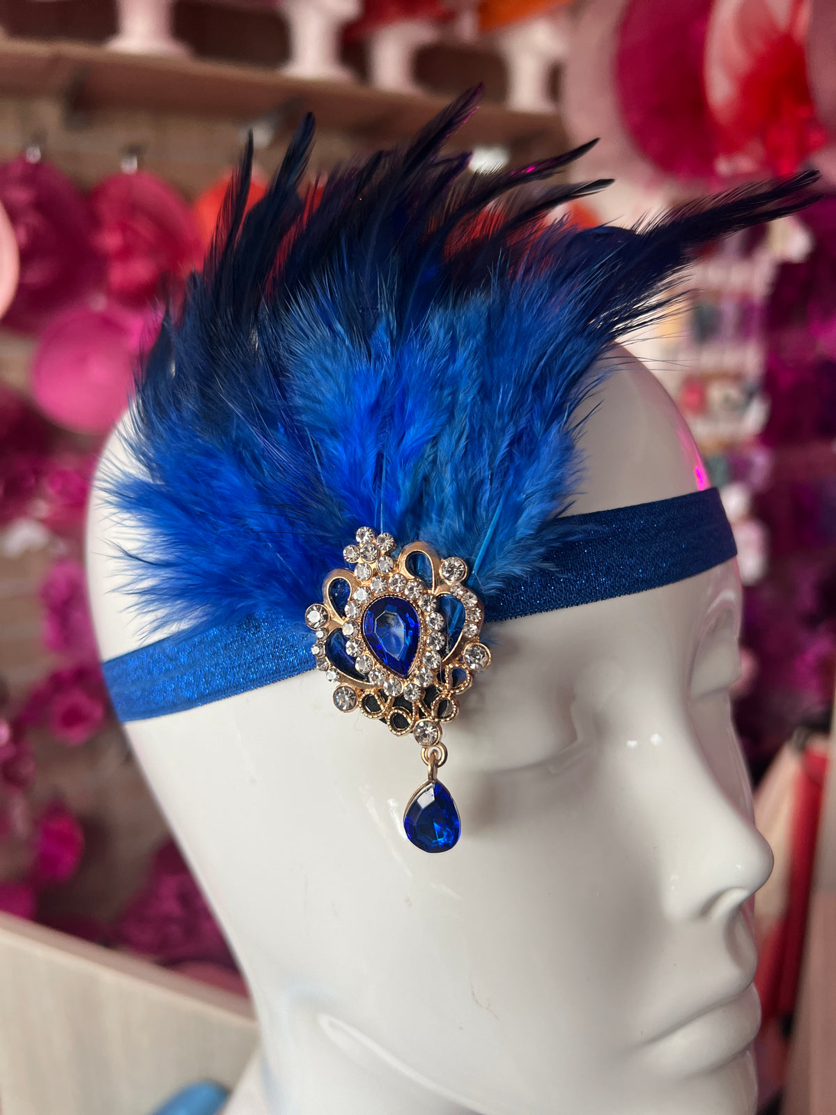 Vintage 1920s Headband Flapper Headpiece - Cobalt Blue-Fascinators Direct