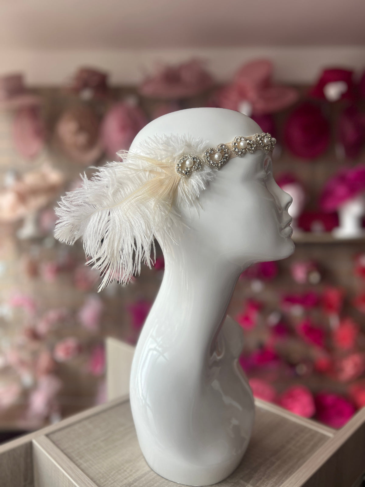 Vintage 1920s Headband Flapper Headpiece - White &amp; Cream-Fascinators Direct