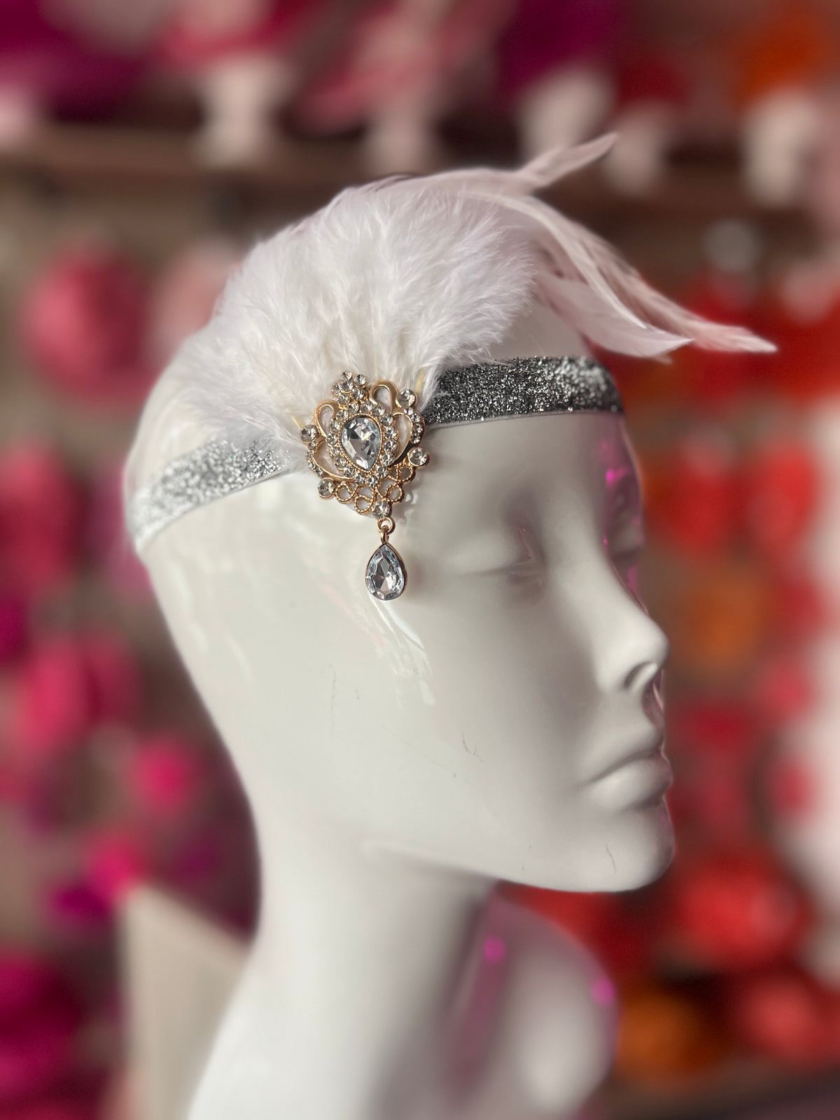 Vintage 1920s Headband Flapper Headpiece - White-Fascinators Direct