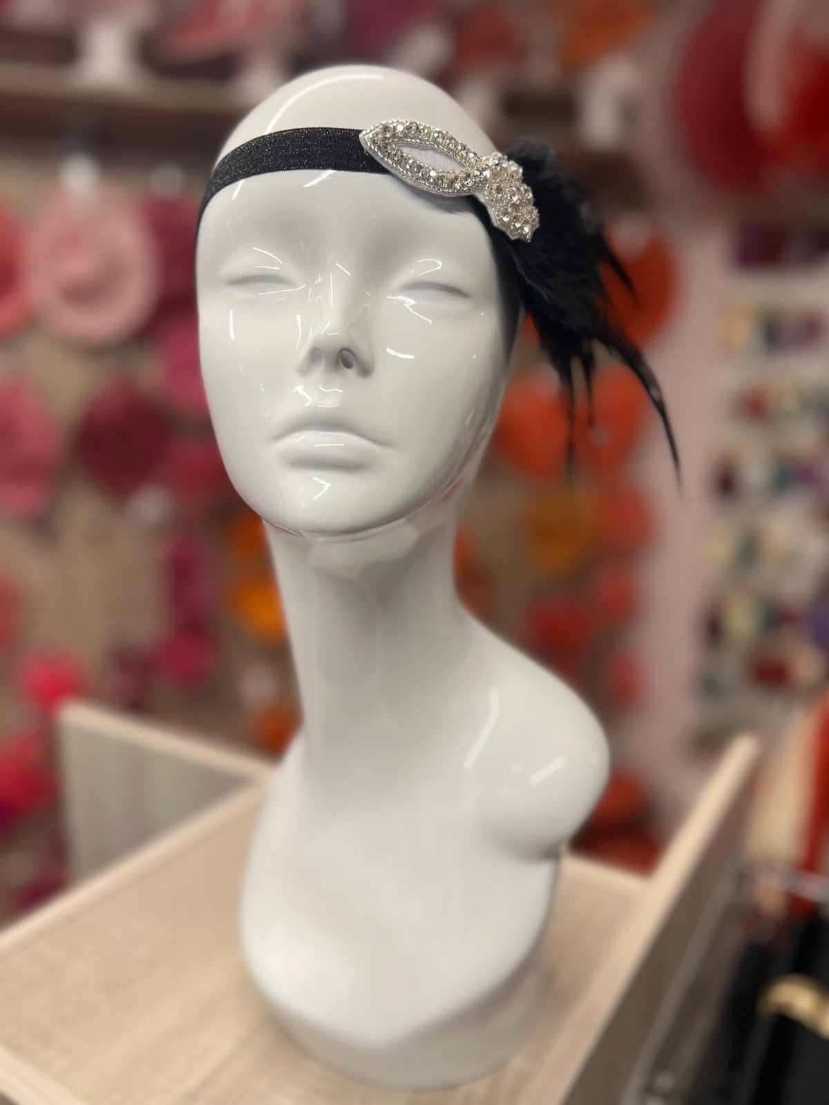 Vintage 1920s Headband Flapper Headpiece With Diamante Embellishment- Black-Fascinators Direct