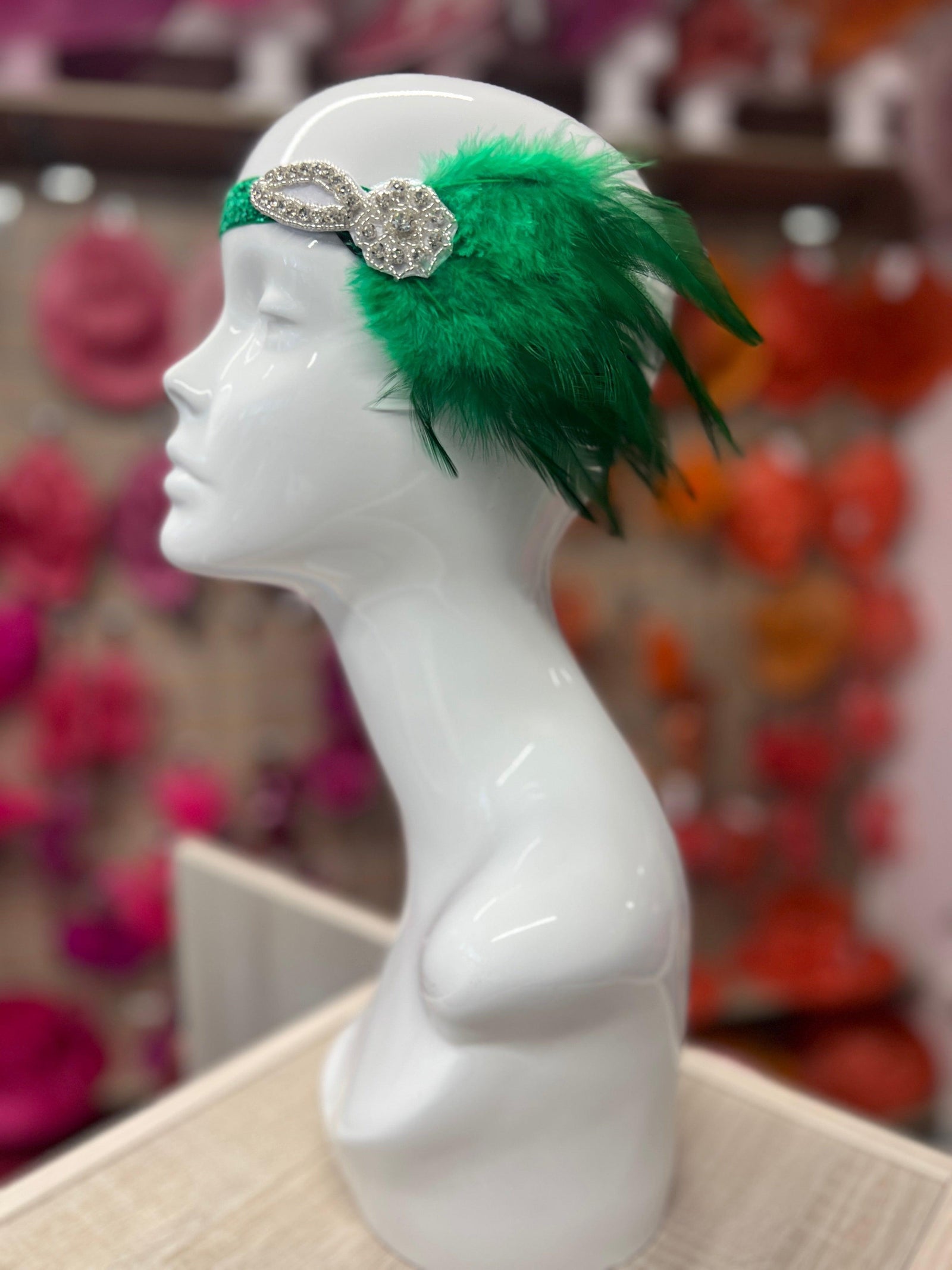 Vintage 1920s Headband Flapper Headpiece With Diamante Embellishment- Emerald Green-Fascinators Direct