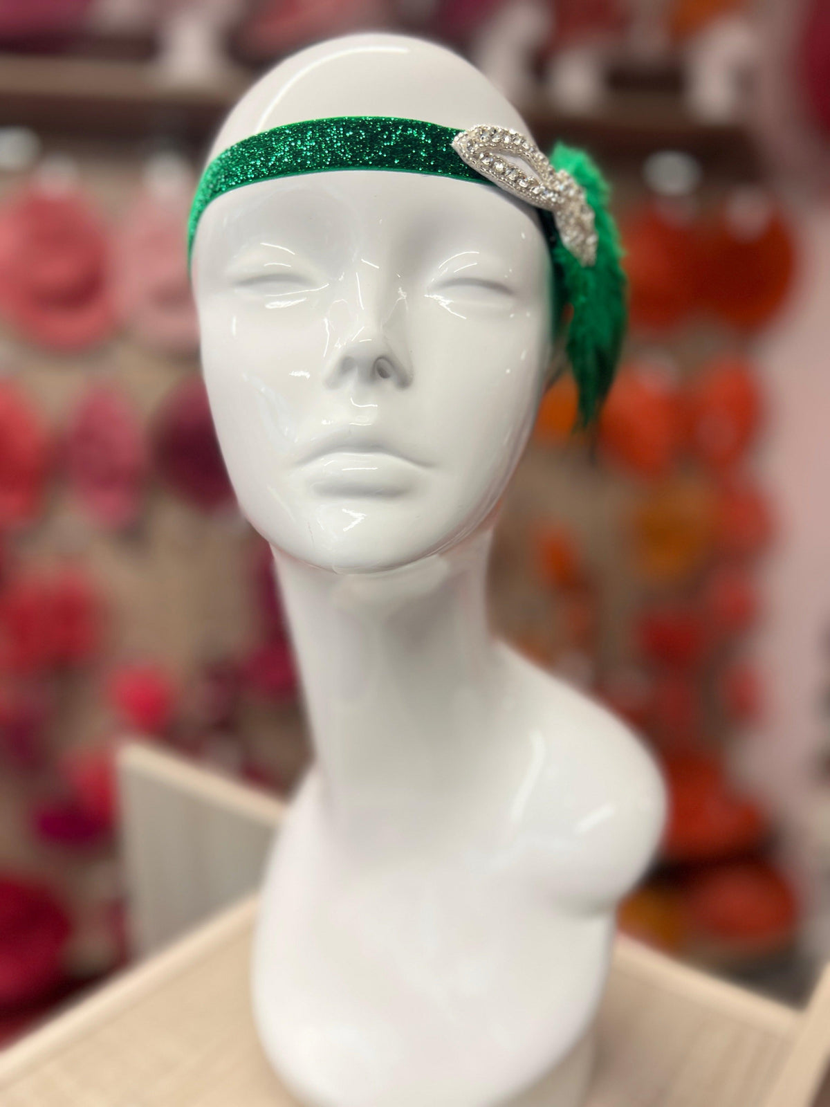 Vintage 1920s Headband Flapper Headpiece With Diamante Embellishment- Emerald Green-Fascinators Direct