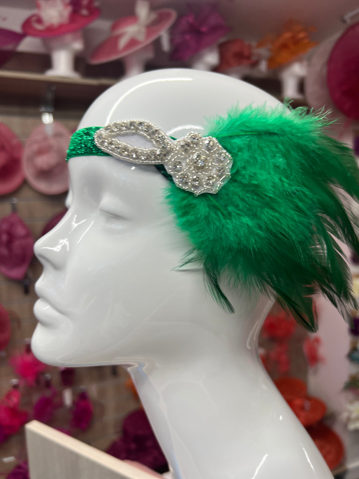 Vintage 1920s Headband Flapper Headpiece With Diamante Embellishment- Emerald Green-Fascinators Direct