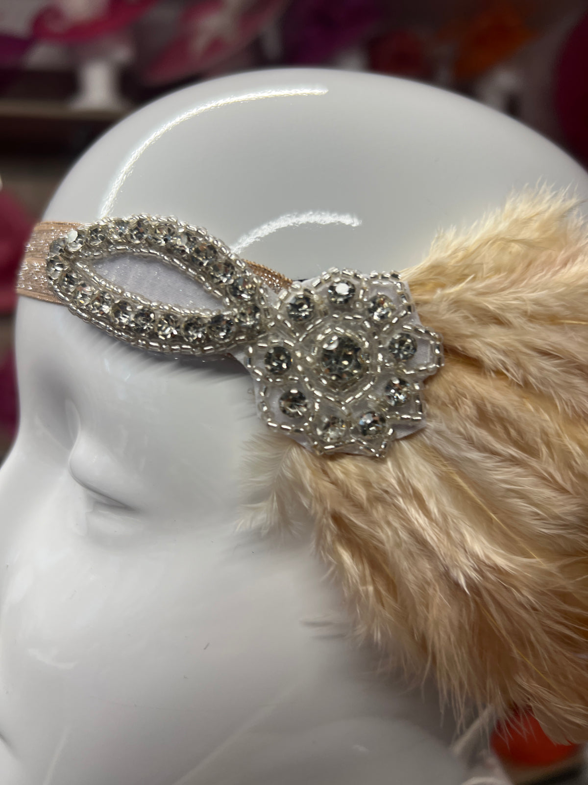 Vintage 1920s Headband Flapper Headpiece With Diamante Embellishment- Gold-Fascinators Direct