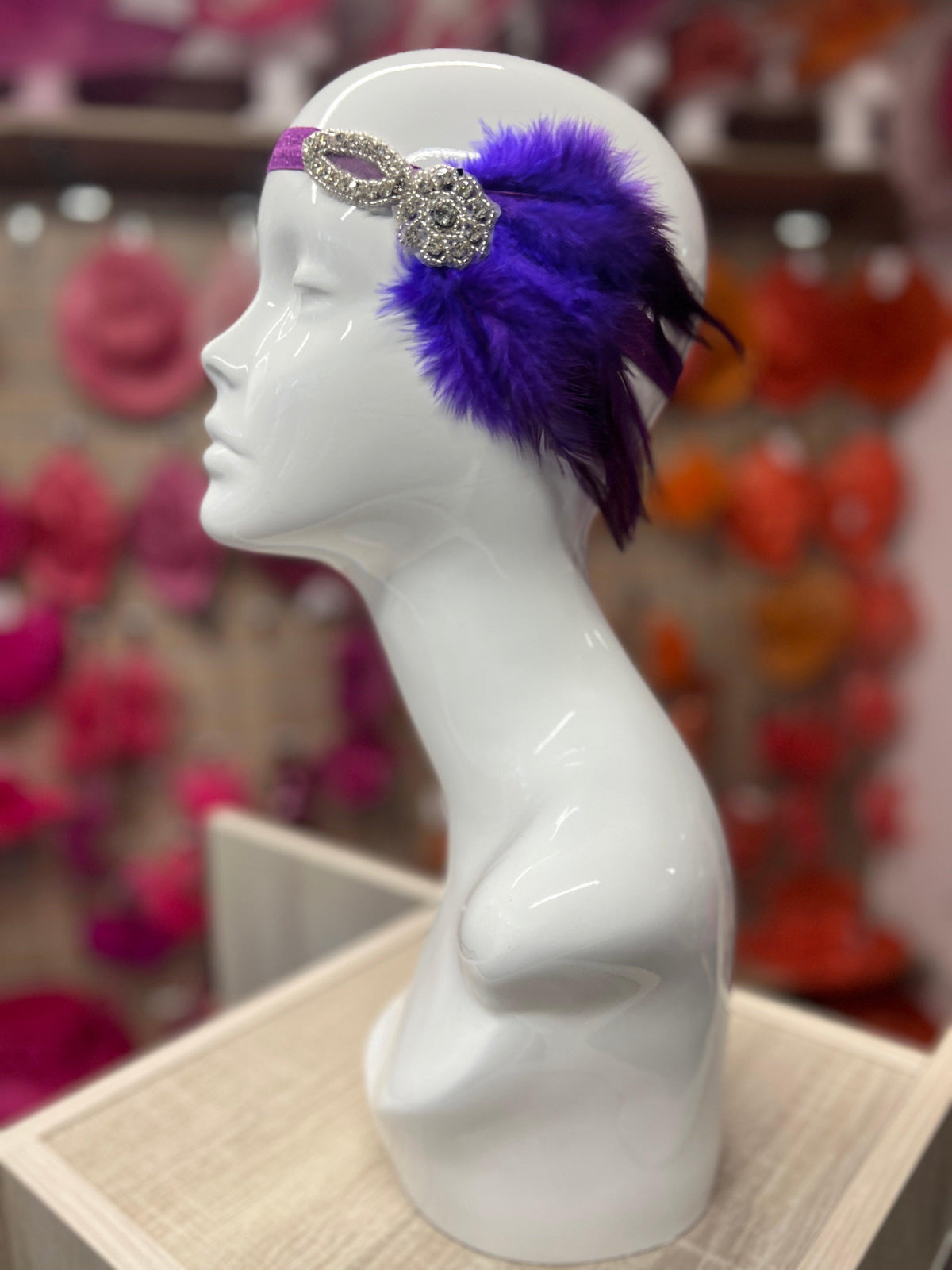 Vintage 1920s Headband Flapper Headpiece With Diamante Embellishment- Purple-Fascinators Direct