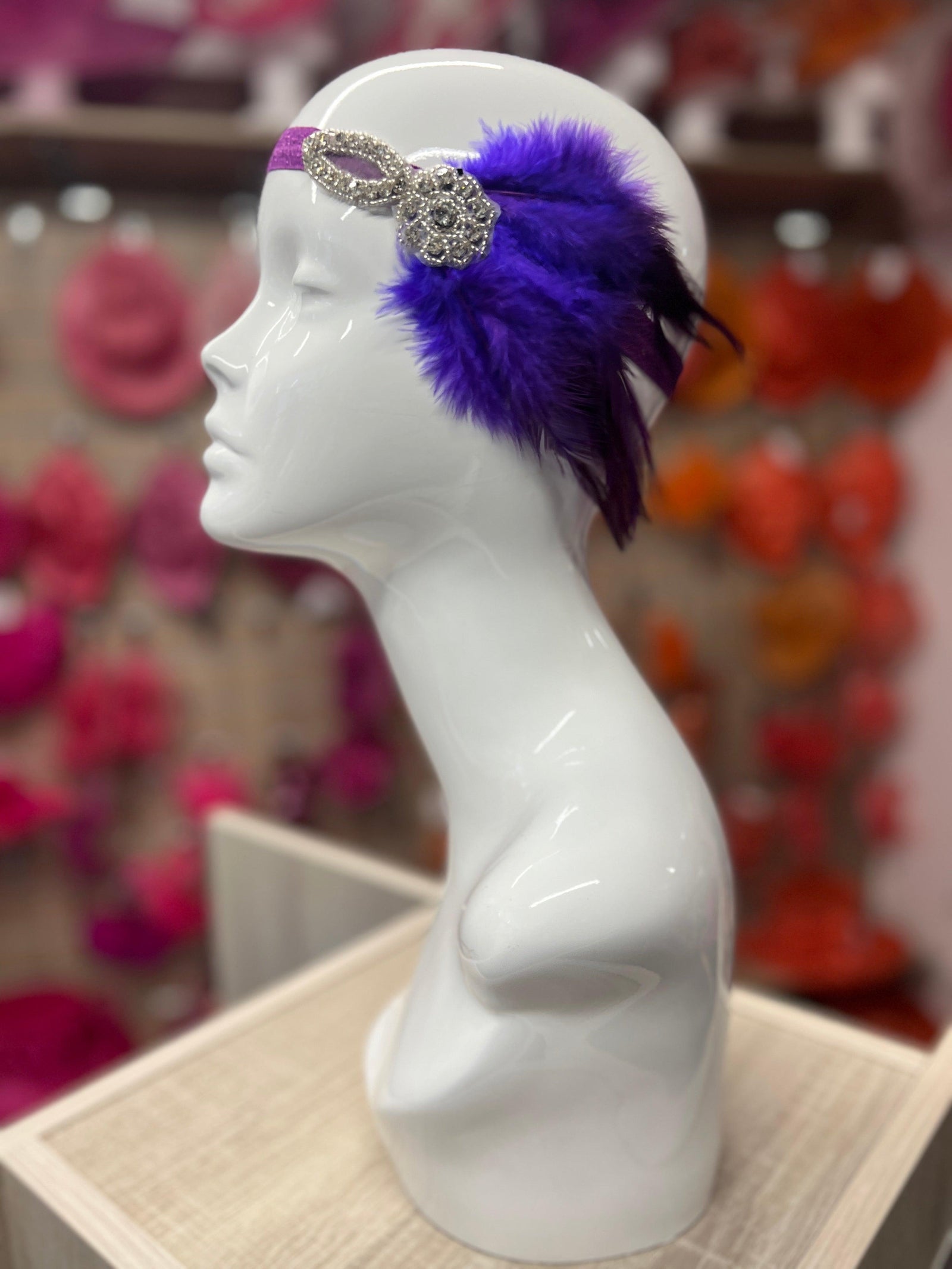 Vintage 1920s Headband Flapper Headpiece With Diamante Embellishment- Purple-Fascinators Direct
