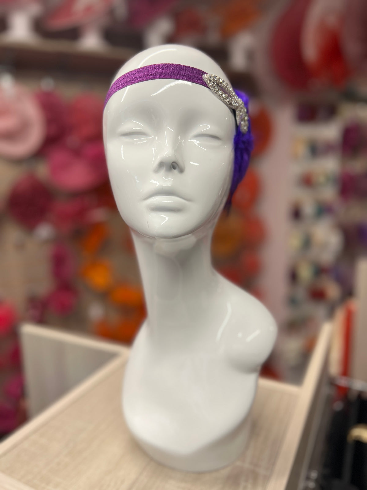 Vintage 1920s Headband Flapper Headpiece With Diamante Embellishment- Purple-Fascinators Direct