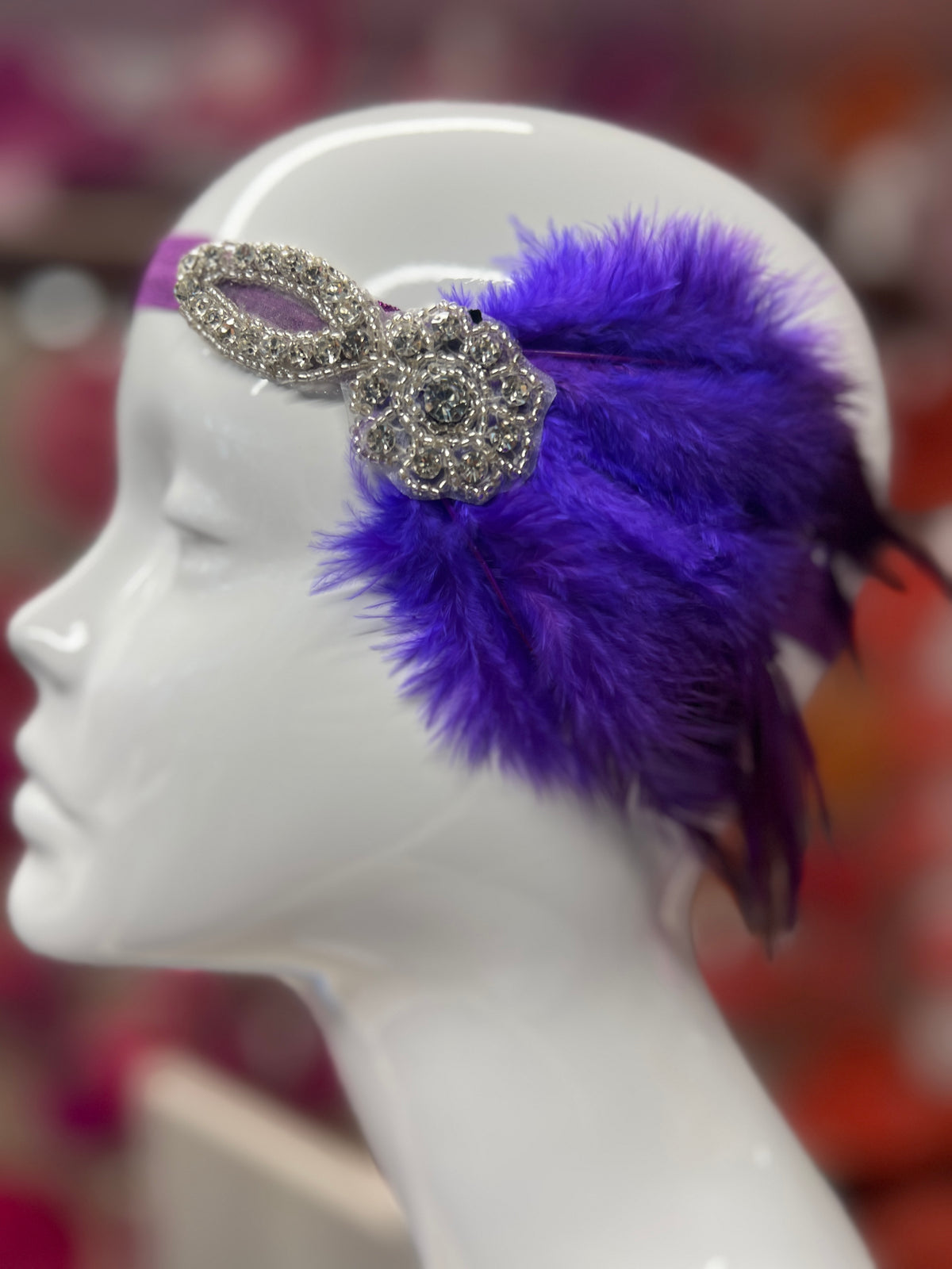 Vintage 1920s Headband Flapper Headpiece With Diamante Embellishment- Purple-Fascinators Direct
