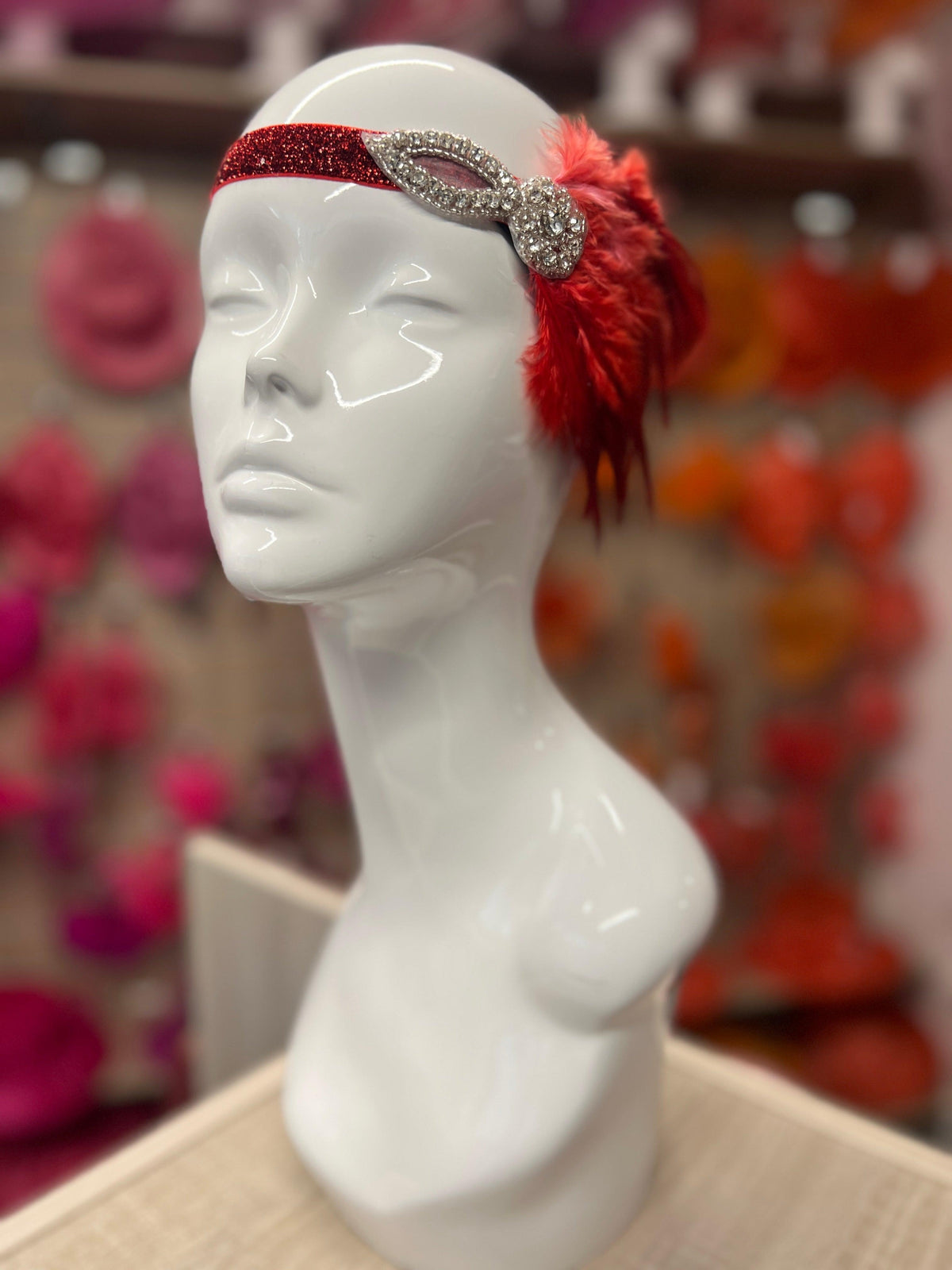 Vintage 1920s Headband Flapper Headpiece With Diamante Embellishment- Red-Fascinators Direct