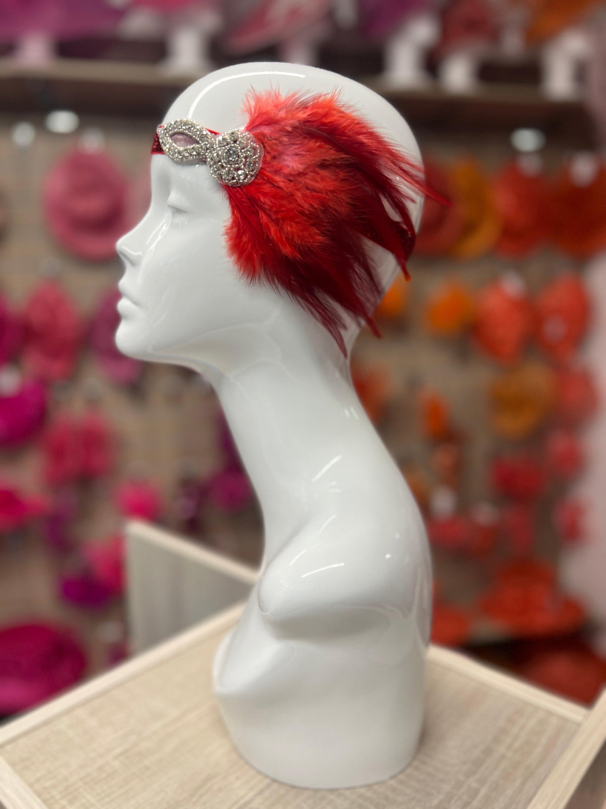 Vintage 1920s Headband Flapper Headpiece With Diamante Embellishment- Red-Fascinators Direct