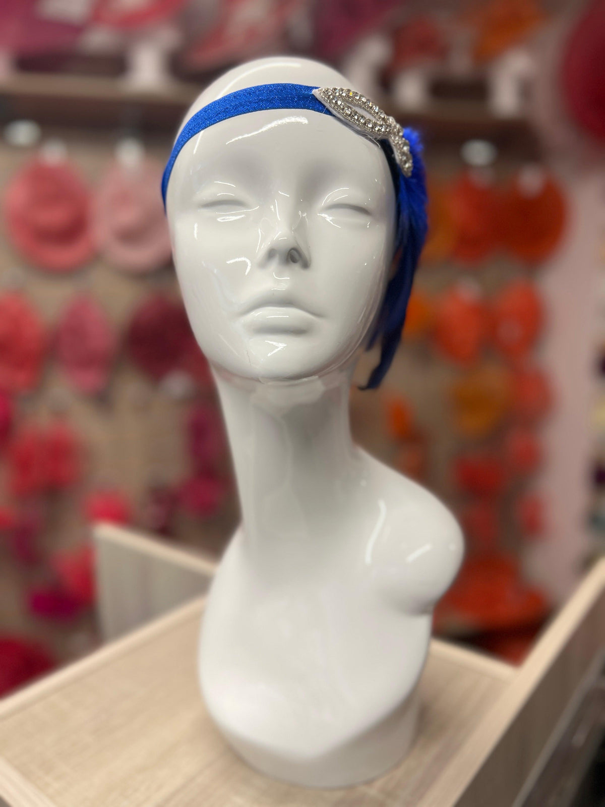 Vintage 1920s Headband Flapper Headpiece With Diamante Embellishment- Royal Blue-Fascinators Direct