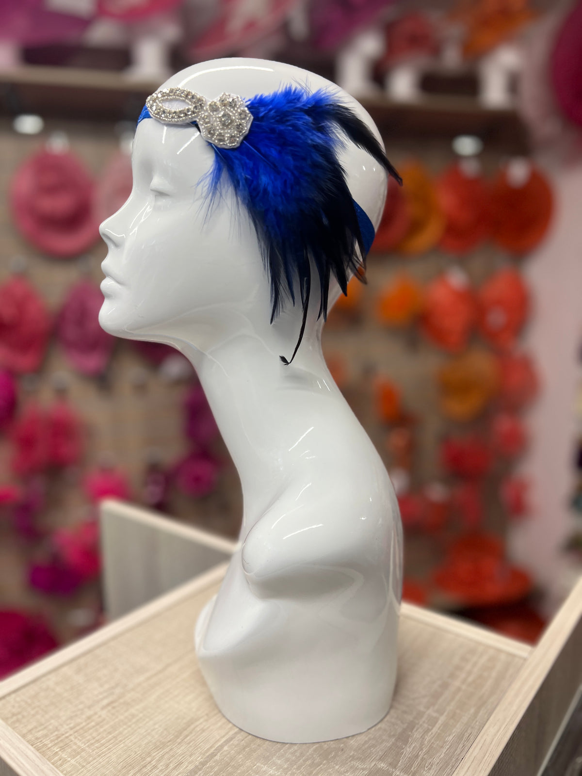 Vintage 1920s Headband Flapper Headpiece With Diamante Embellishment- Royal Blue-Fascinators Direct