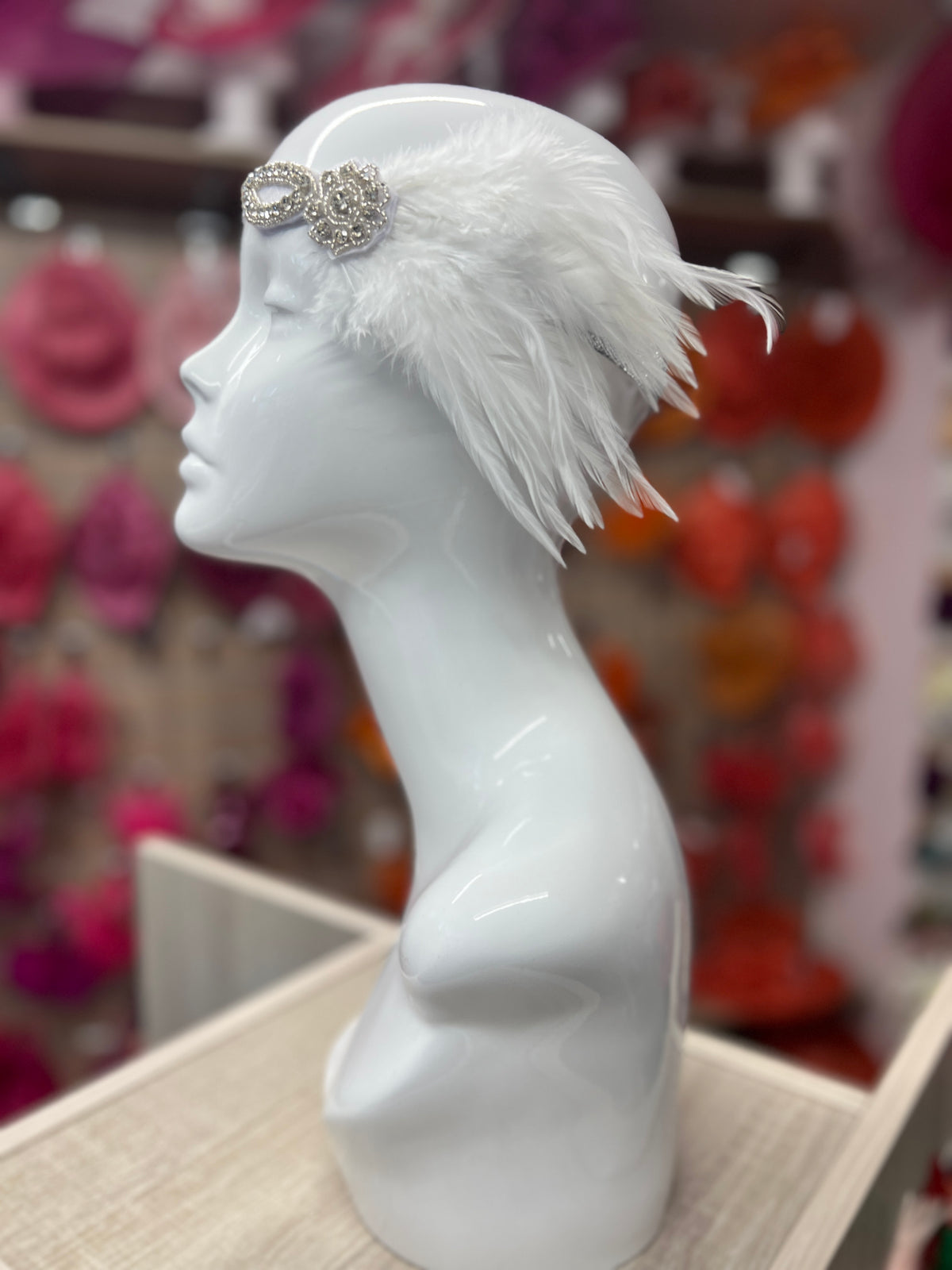 Vintage 1920s Headband Flapper Headpiece With Diamante Embellishment- White-Fascinators Direct