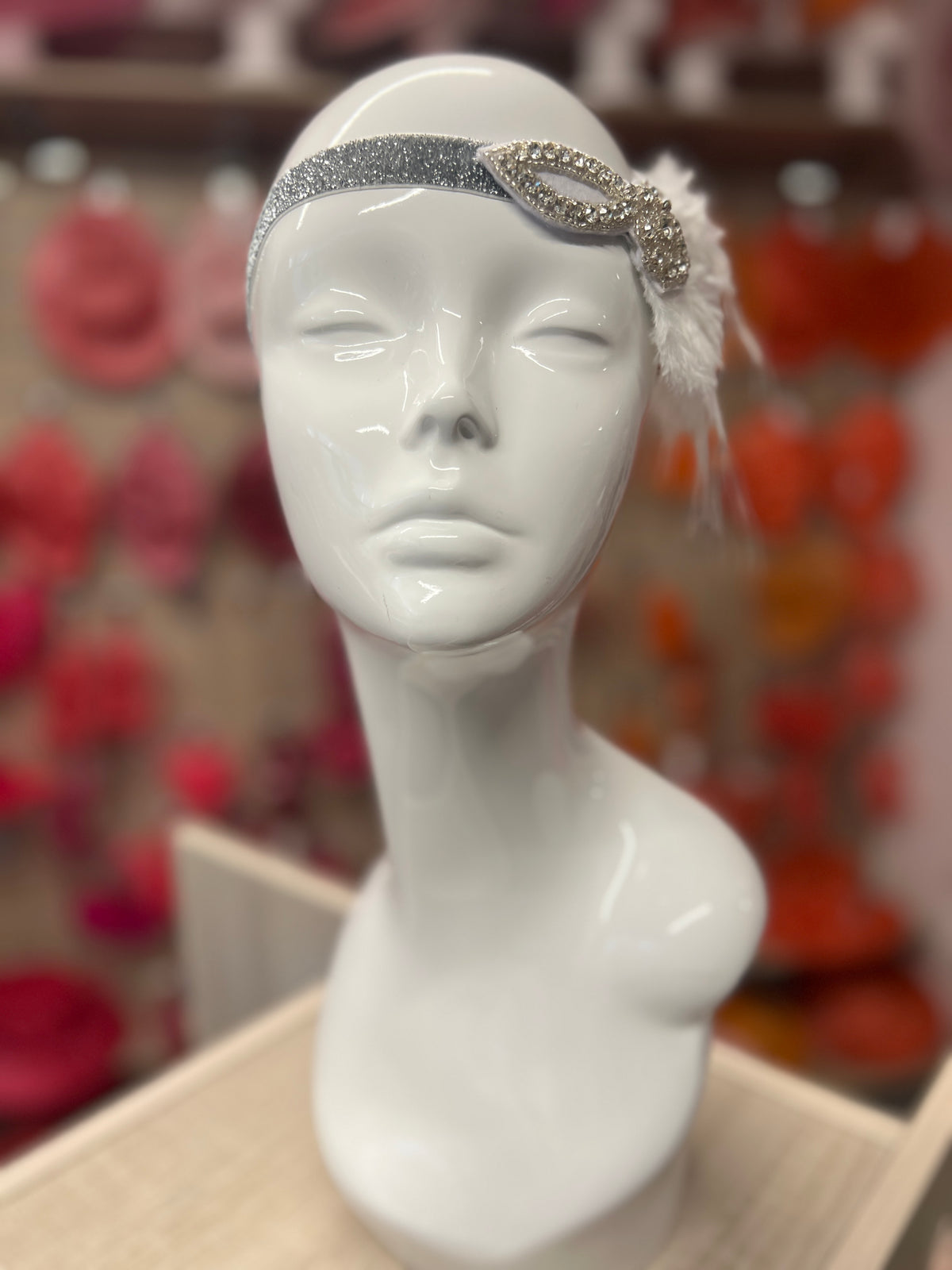 Vintage 1920s Headband Flapper Headpiece With Diamante Embellishment- White-Fascinators Direct