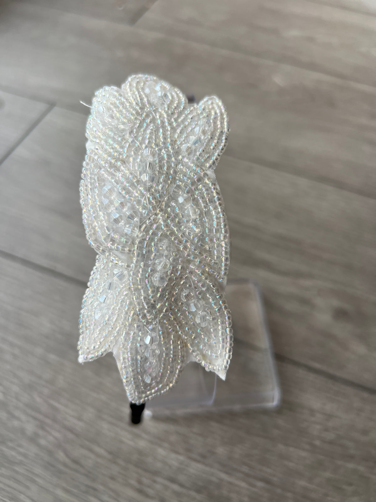 Vintage 1920's Leaf Beaded Headband - White-Fascinators Direct