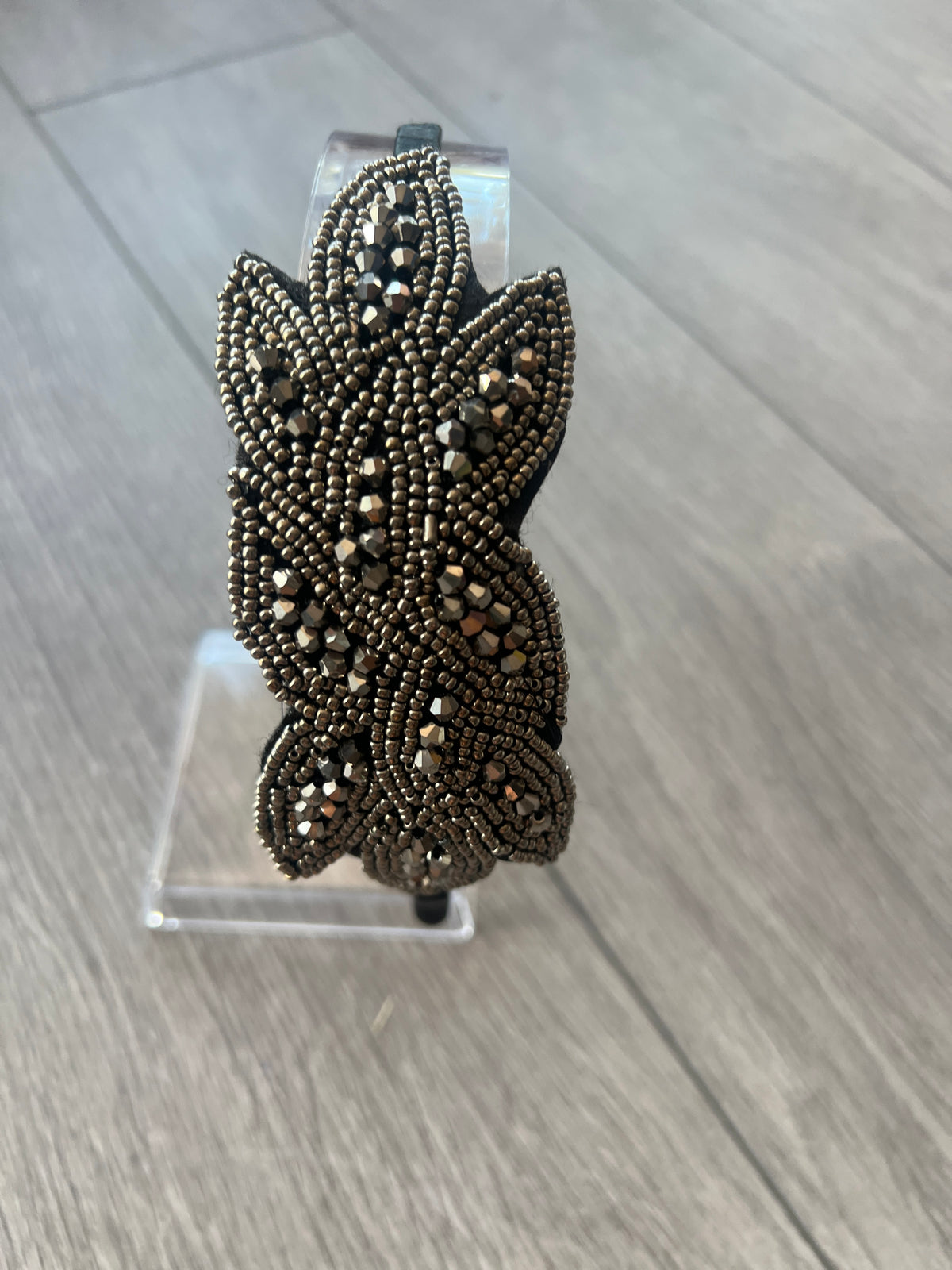 Vintage 1920's Silver Leaf Beaded Headband-Fascinators Direct