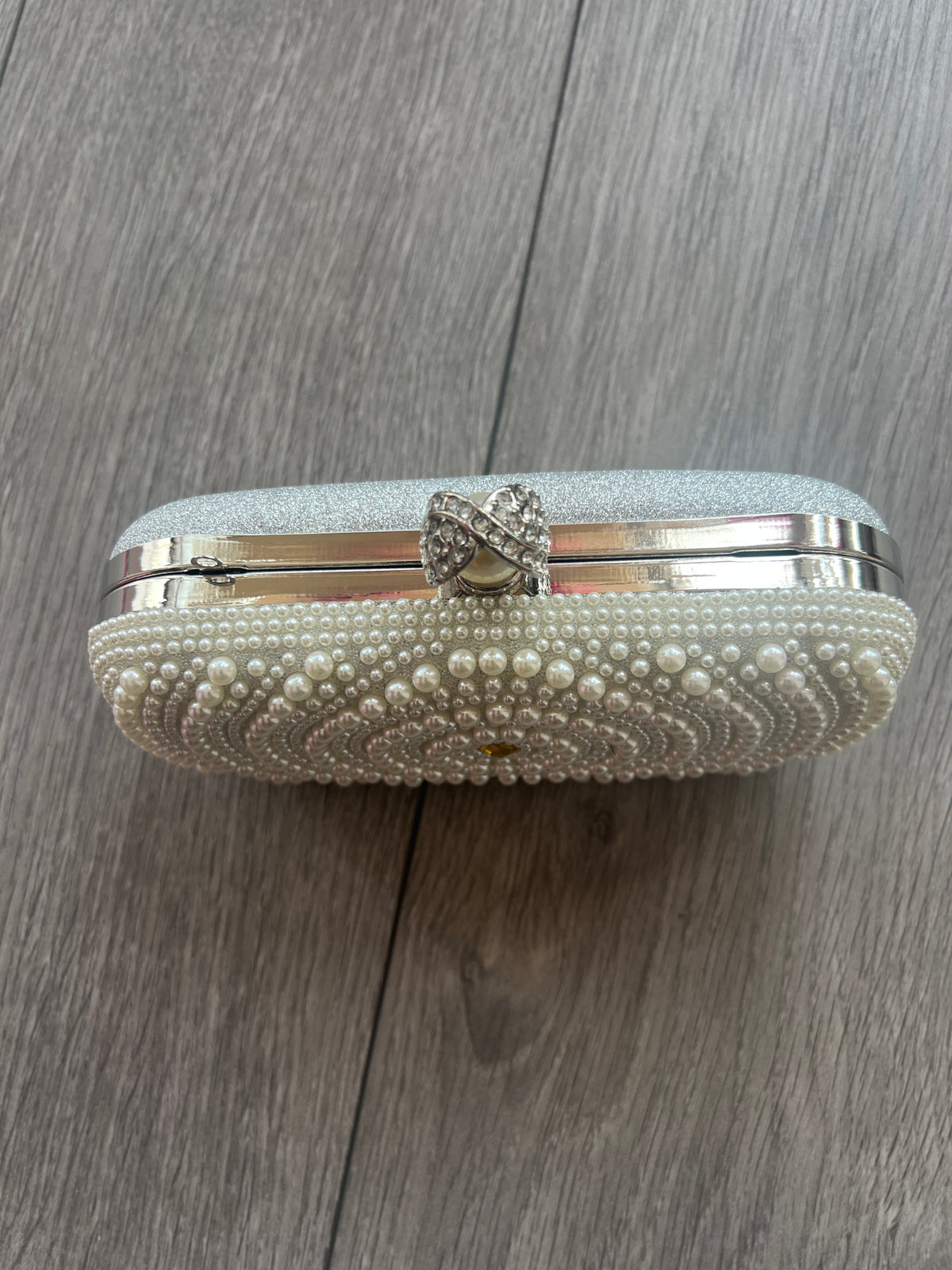 Vintage Deco Pearl Beaded Diamante Clutch Bag - Ivory-Fascinators Direct