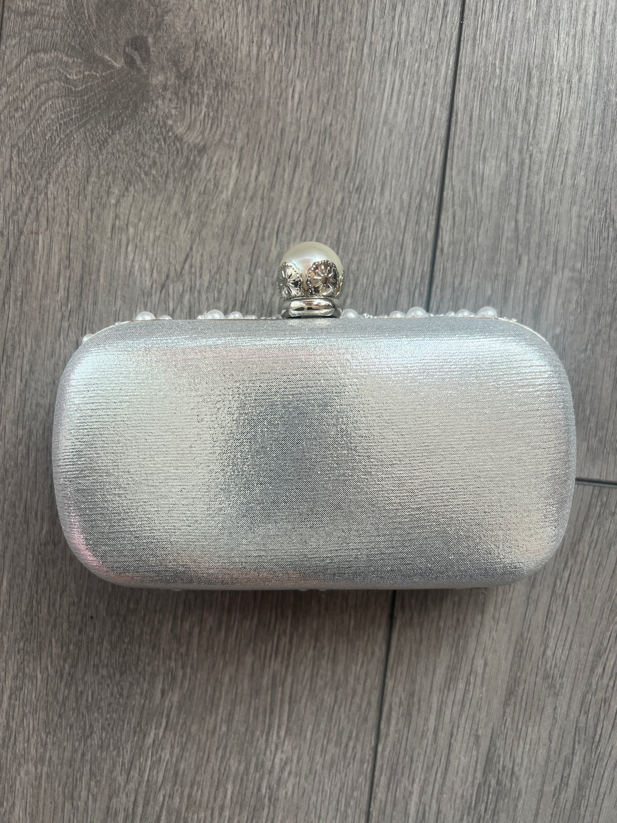 Vintage Deco Pearl Beaded Diamante Clutch Bag - White-Fascinators Direct