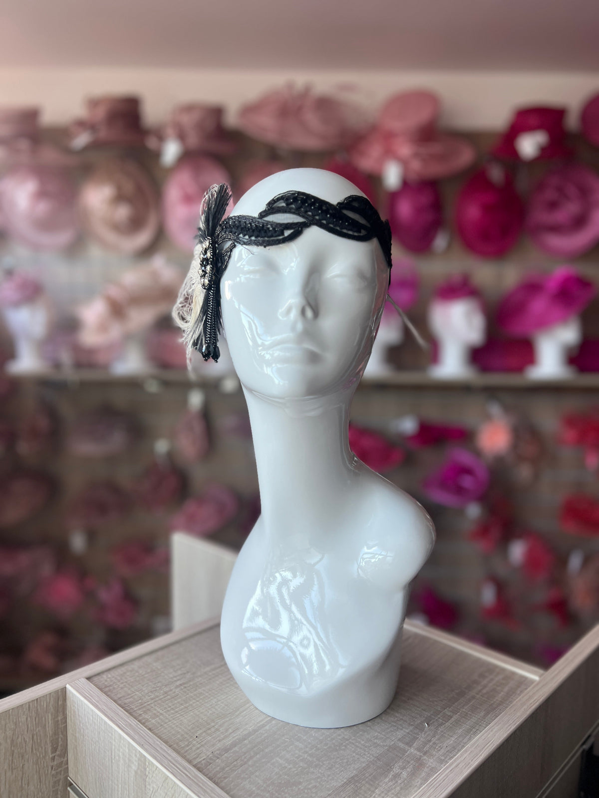 Vintage Flapper Headpiece 1920s Headband - Black &amp; White-Fascinators Direct