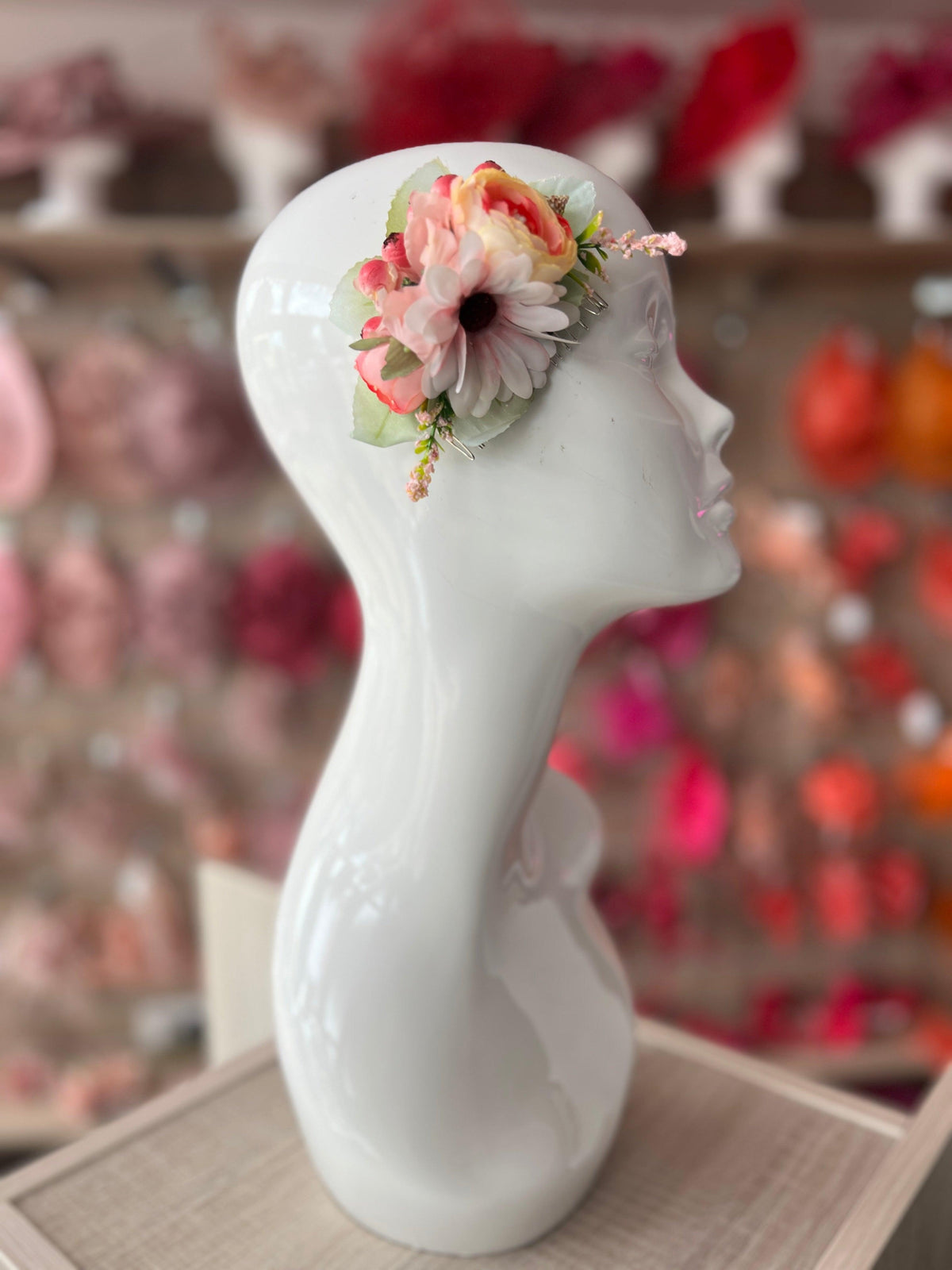 Vintage Floral &amp; Berry Hair Comb Pink-Fascinators Direct