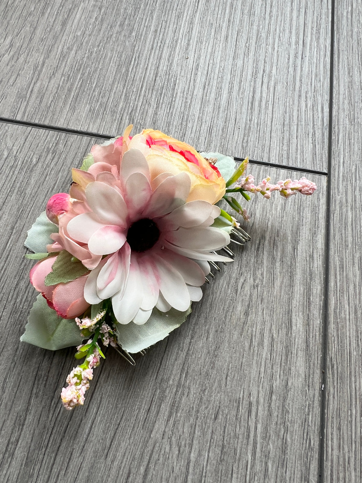 Vintage Floral &amp; Berry Hair Comb Pink-Fascinators Direct