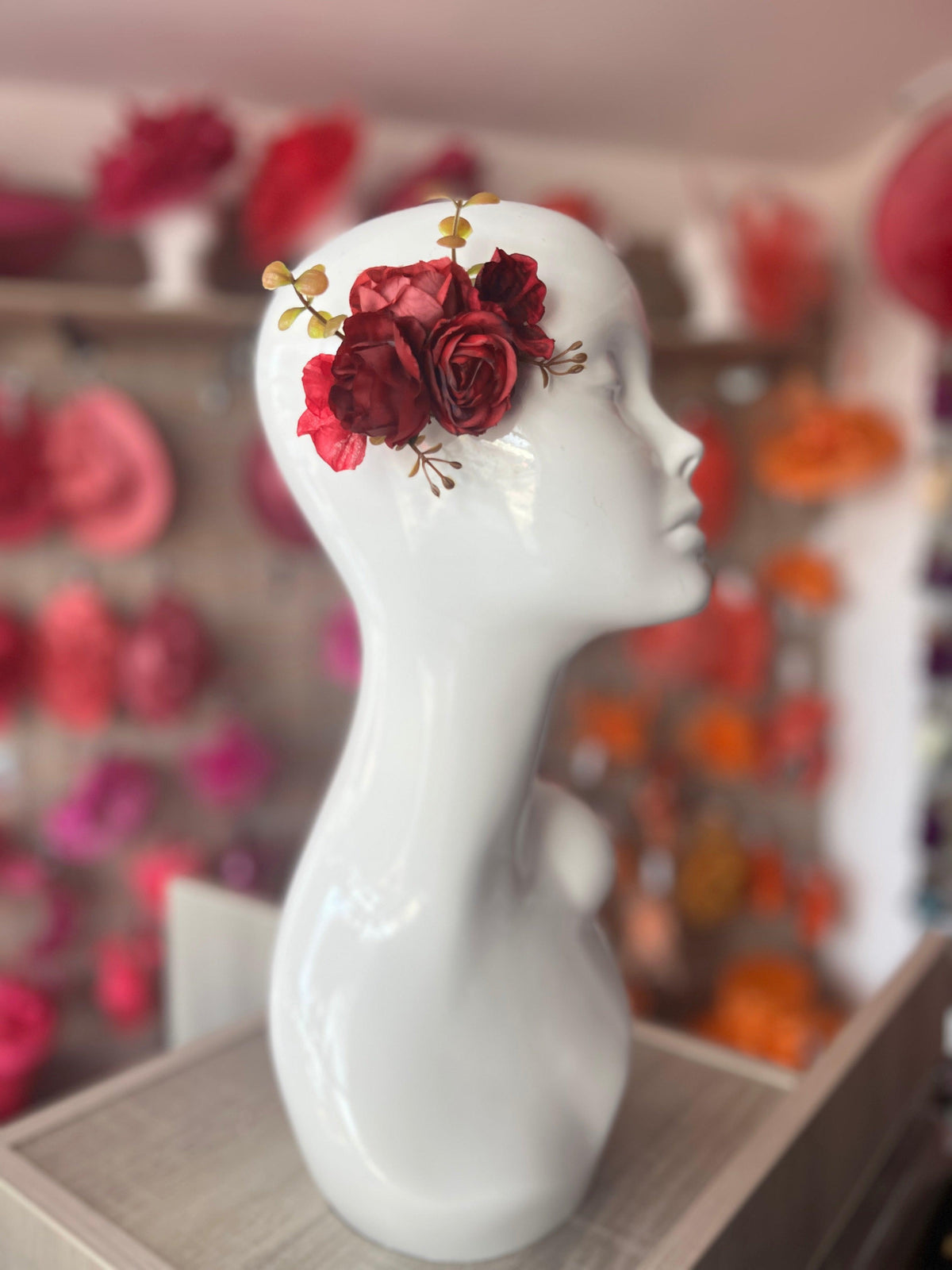 Vintage Floral Hair Clip Burgundy/Red-Fascinators Direct