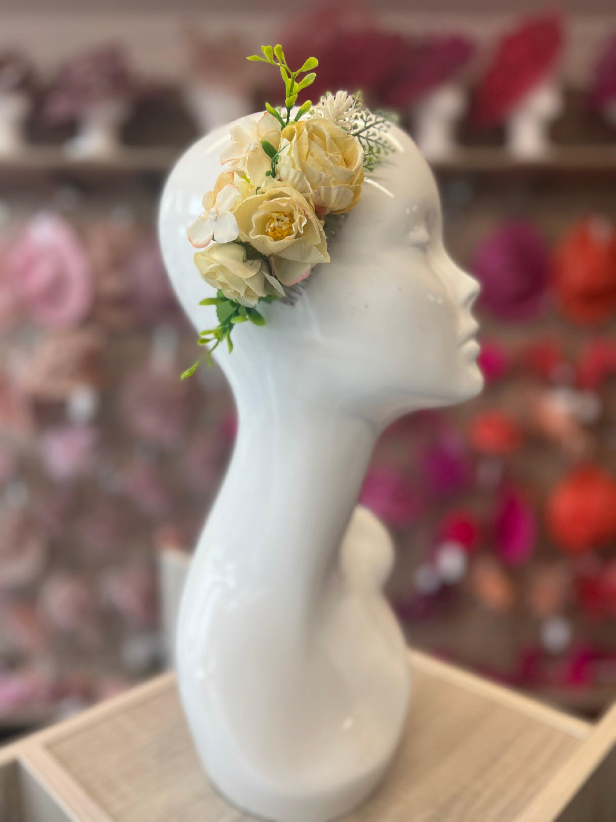 Vintage Floral Hair Comb Cream-Fascinators Direct