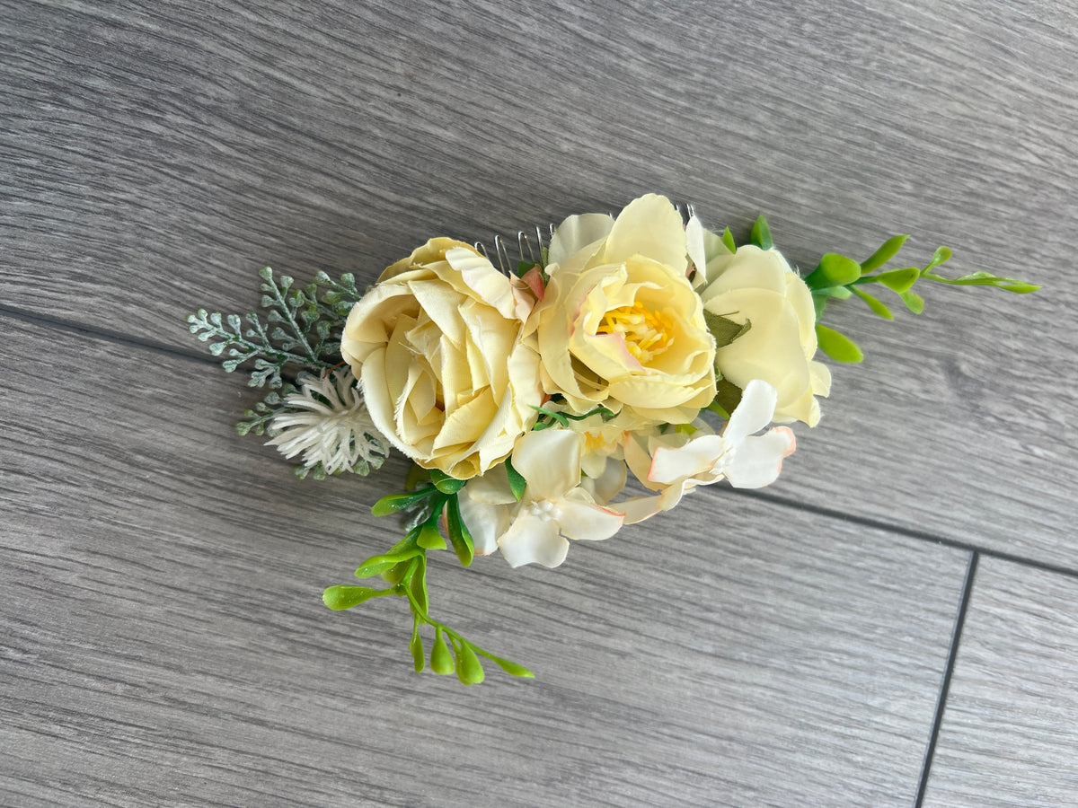 Vintage Floral Hair Comb Cream-Fascinators Direct