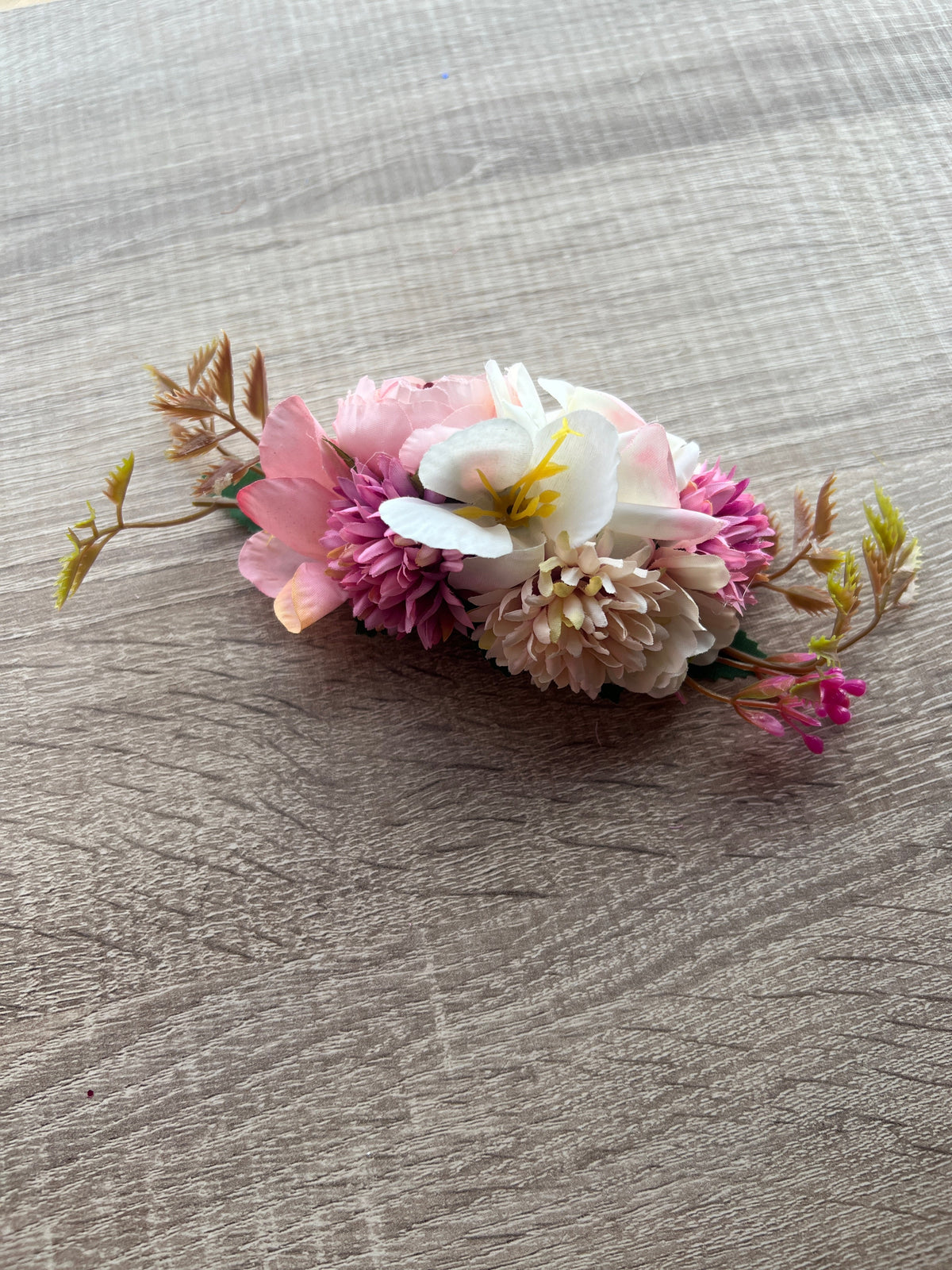 Vintage Floral Hair Comb Cream Ivory Pink-Fascinators Direct