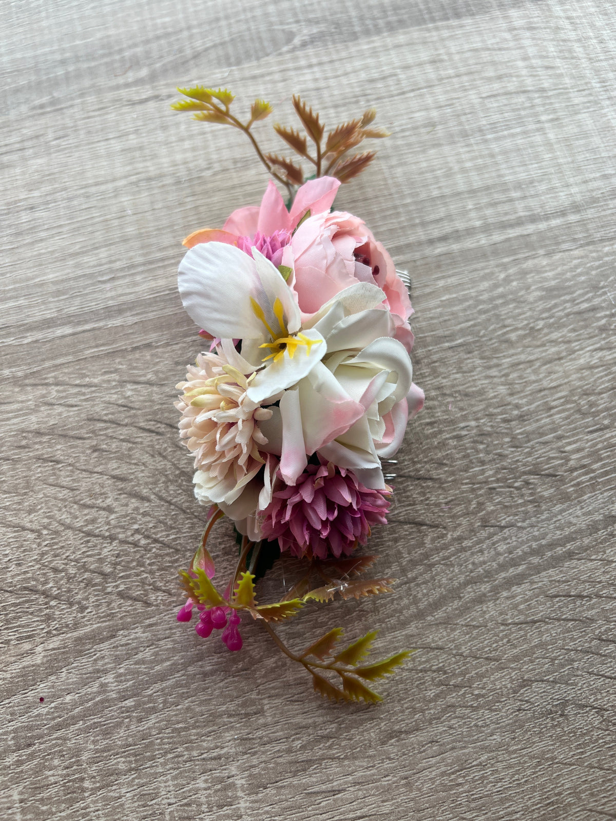 Vintage Floral Hair Comb Cream Ivory Pink-Fascinators Direct