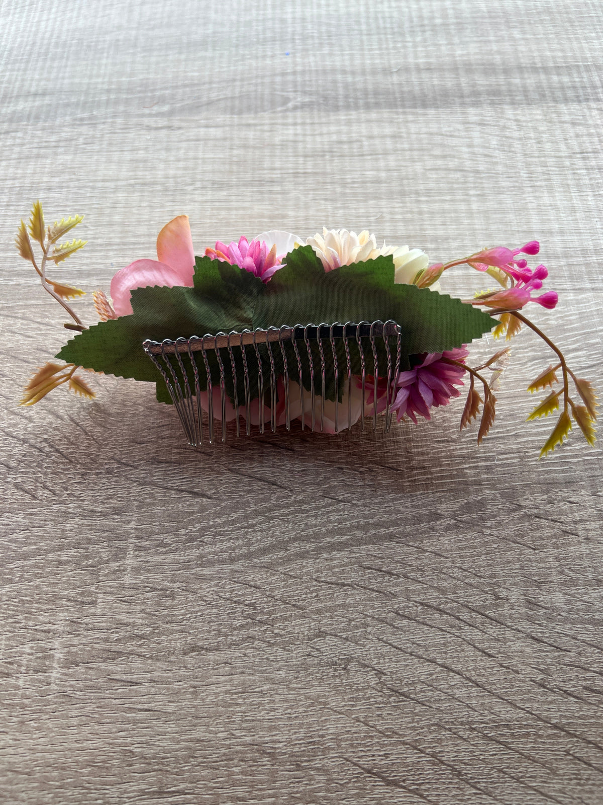 Vintage Floral Hair Comb Cream Ivory Pink-Fascinators Direct