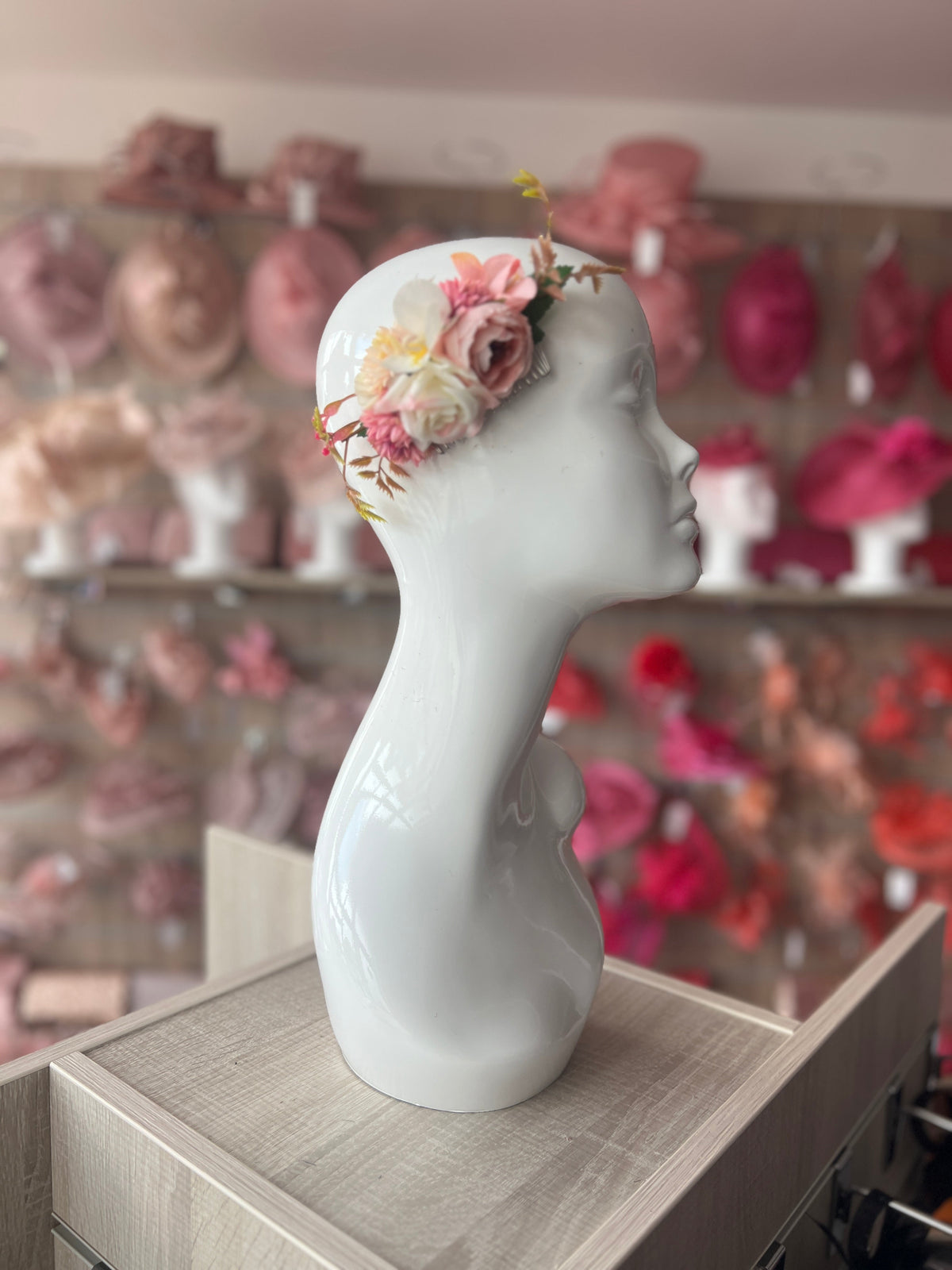 Vintage Floral Hair Comb Cream Ivory Pink-Fascinators Direct