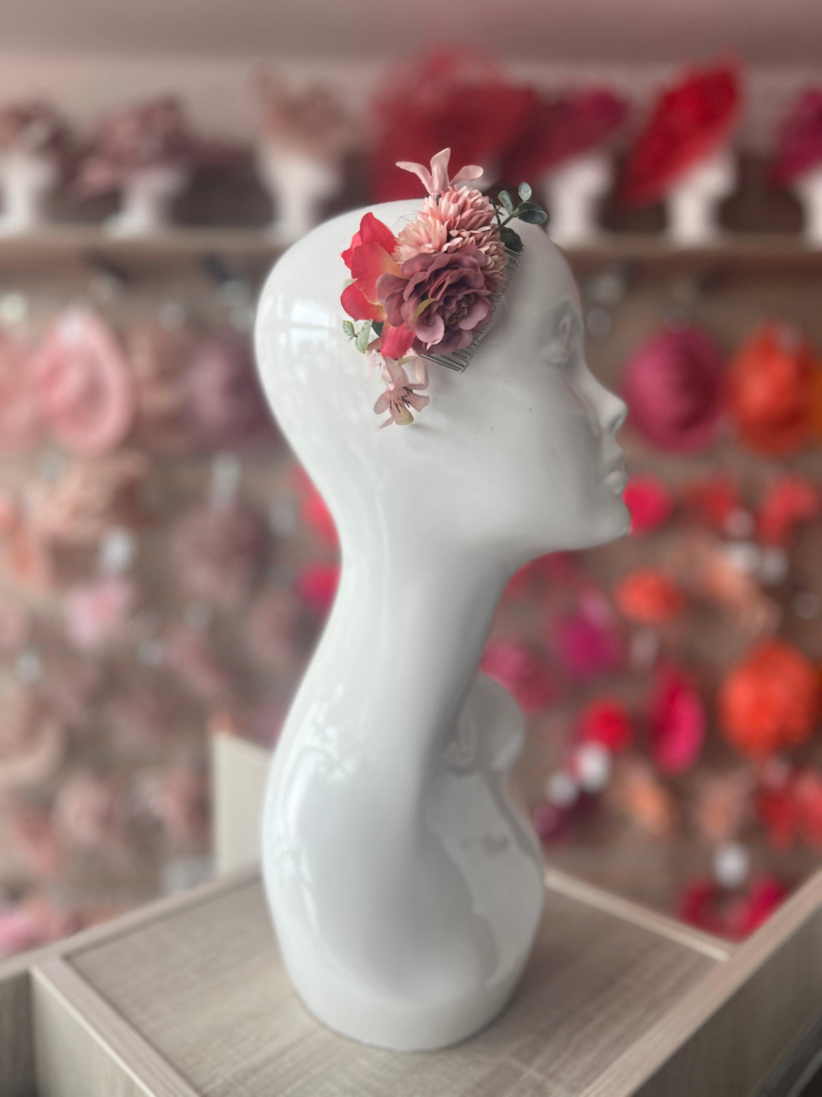 Vintage Floral Hair Comb Dusky Pink/Blush/Pink-Fascinators Direct